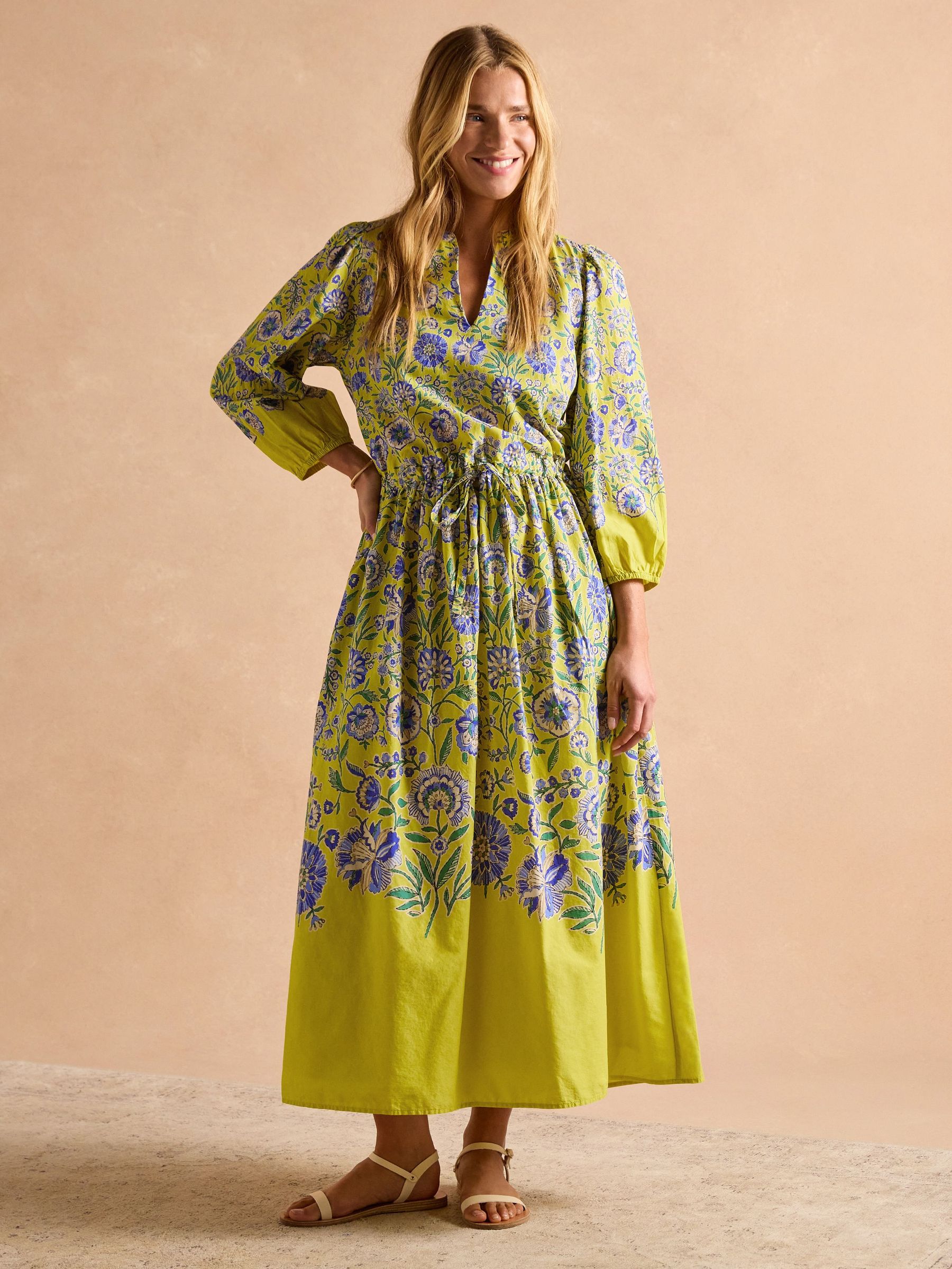 Anais Yellow Cotton Maxi Dress (AK0012) | £89