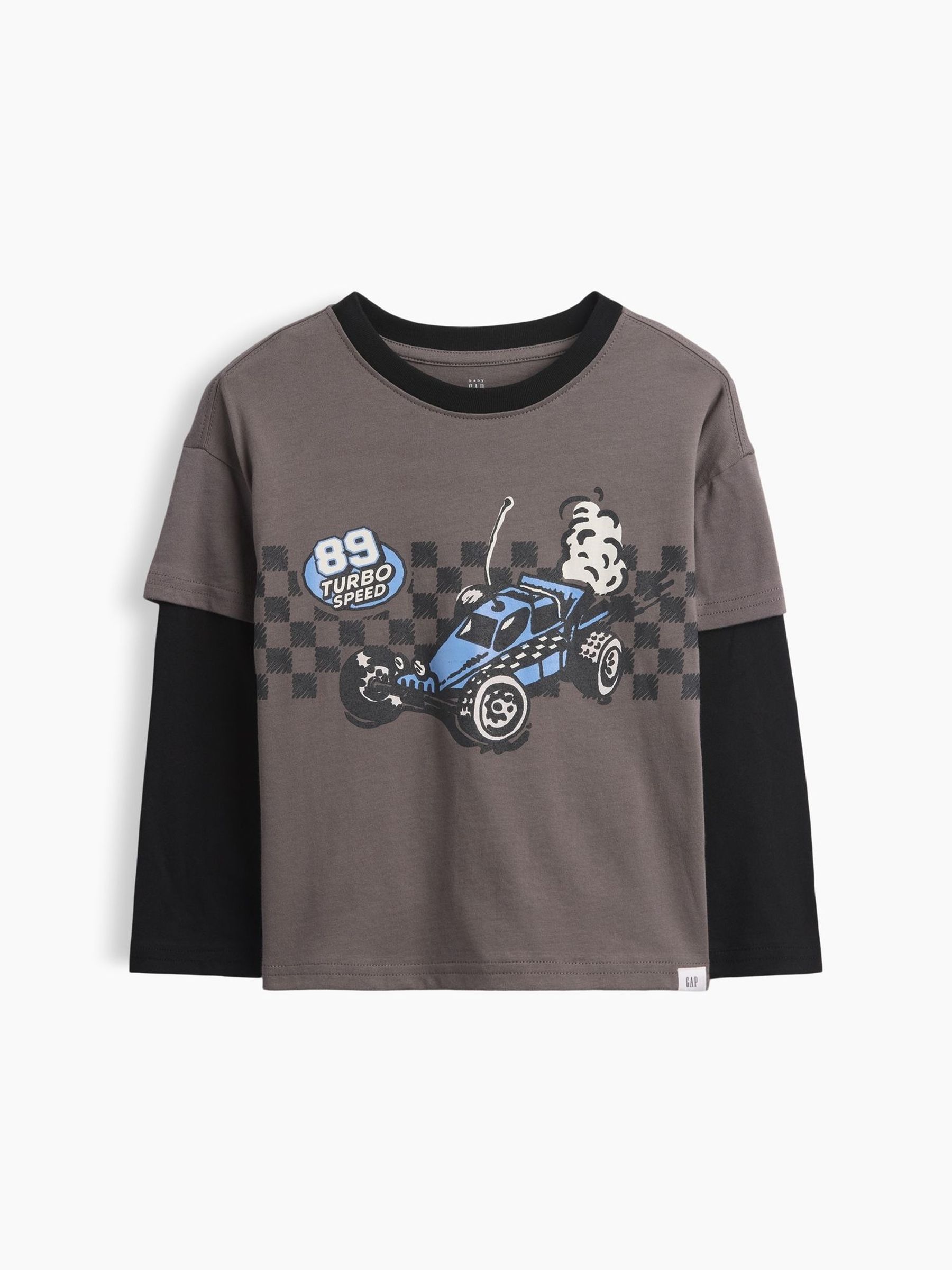 Grey/Black - Graphic Long Sleeve T-shirt