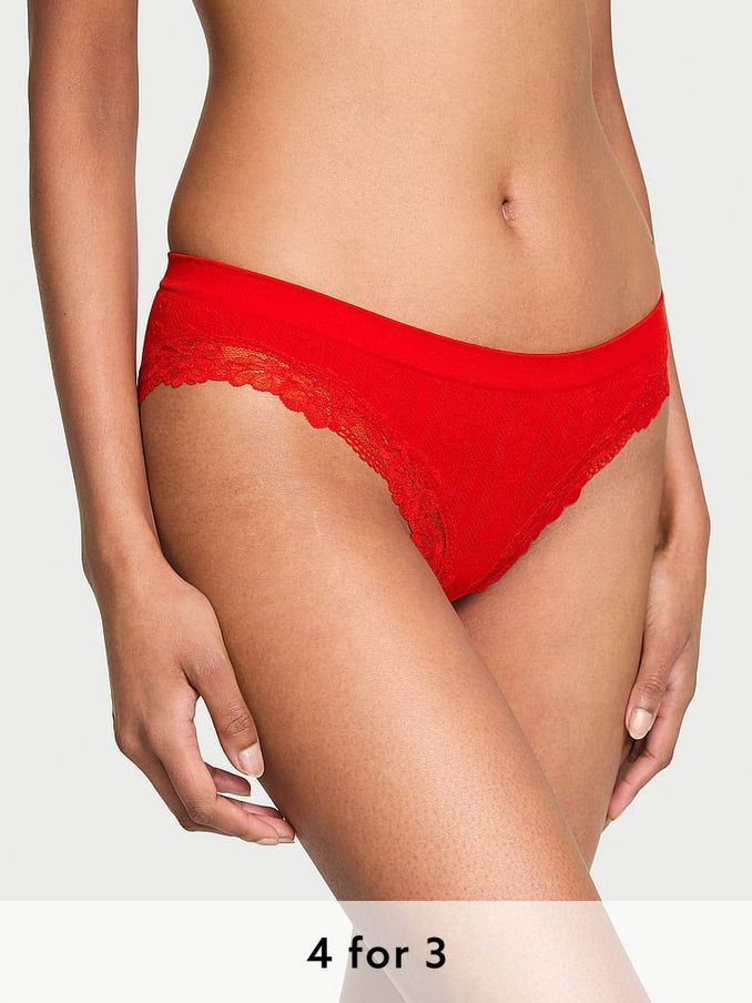 Lipstick Red Bikini Heart Pointelle Knickers (AK1058) | £9
