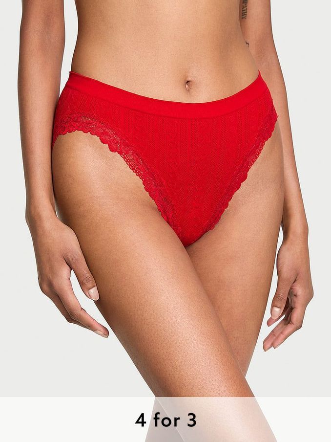 Lipstick Red Brief Heart Pointelle Knickers (AK1060) | £9