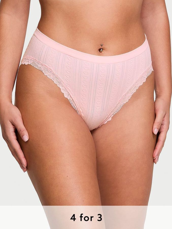 Pretty Blossom Pink Brief Heart Pointelle Knickers (AK1064) | £9