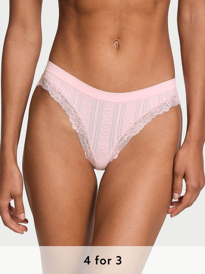 Pretty Blossom Pink Bikini Heart Pointelle Knickers (AK1066) | £9