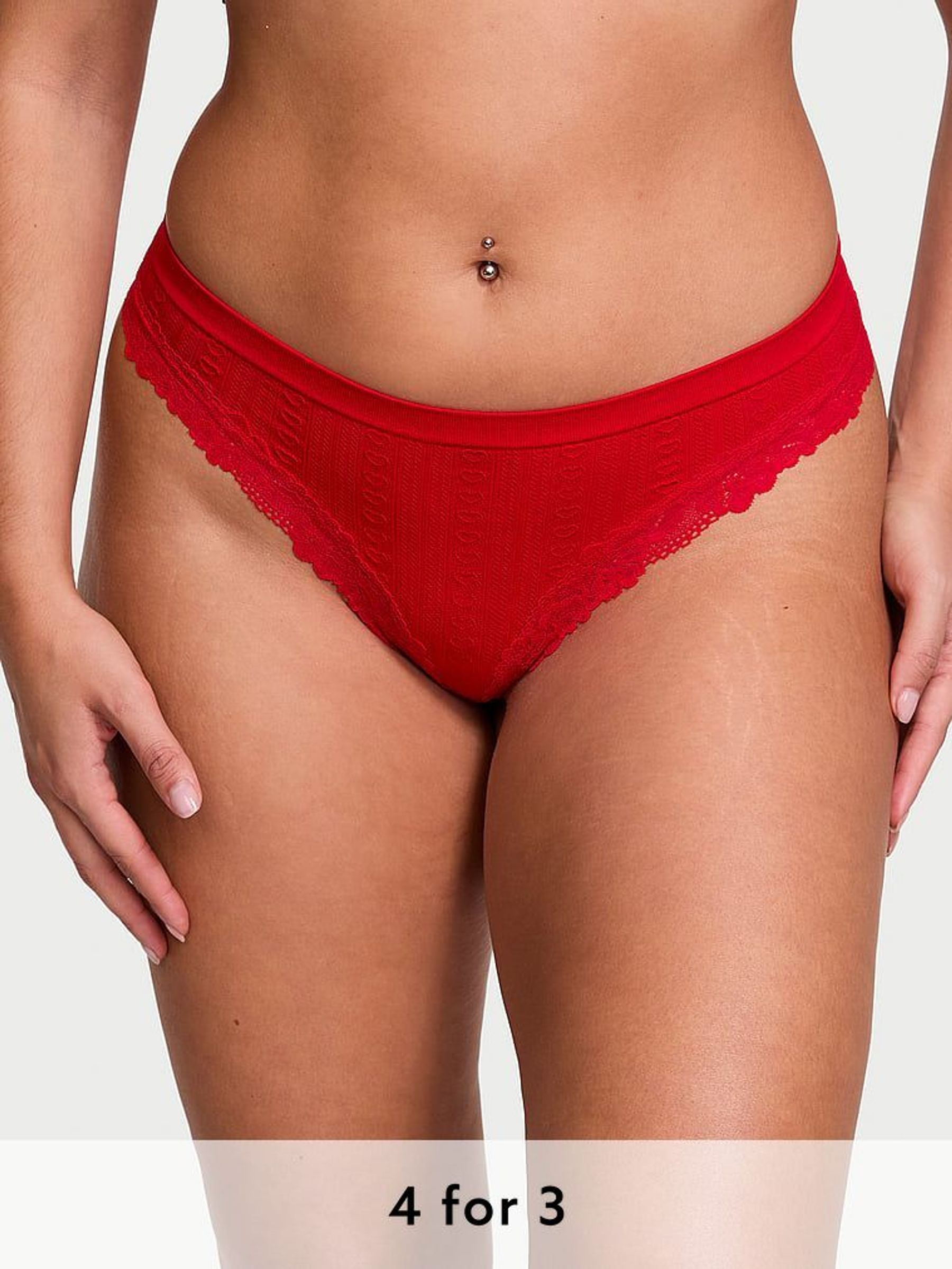 Lipstick Red Thong Heart Pointelle Knickers (AK1067) | £9