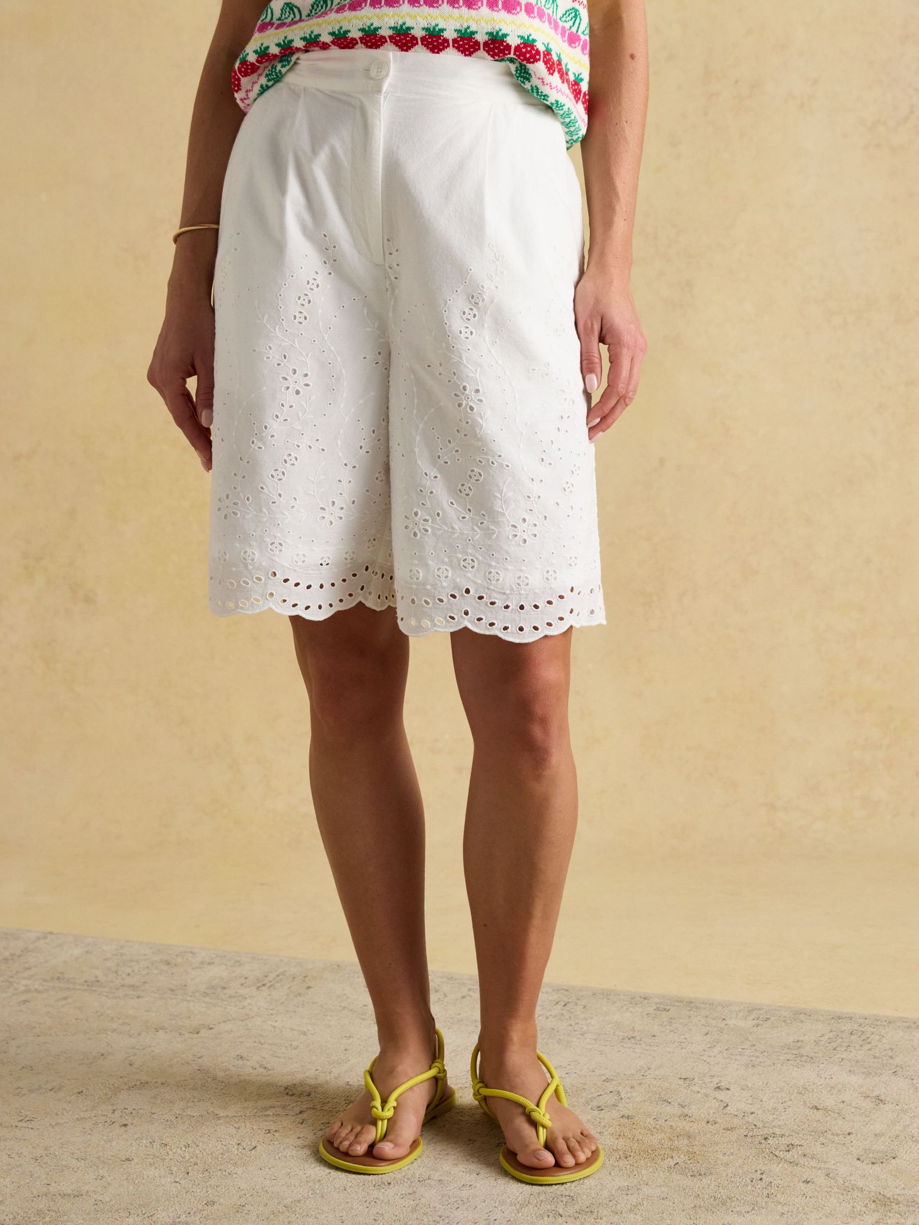 White Broderie Tailored Shorts (AK1440) | £49