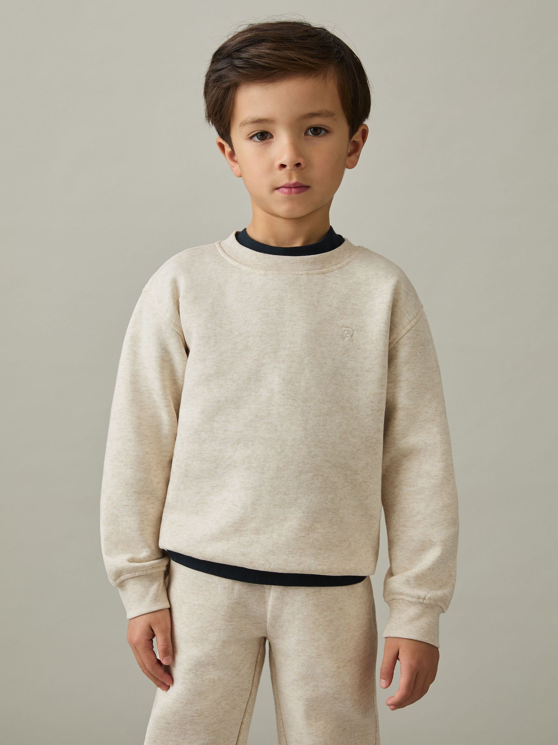 Cotton-Blend Sweatshirt and Joggers Set in Ivory Marl (AK1781) | £30