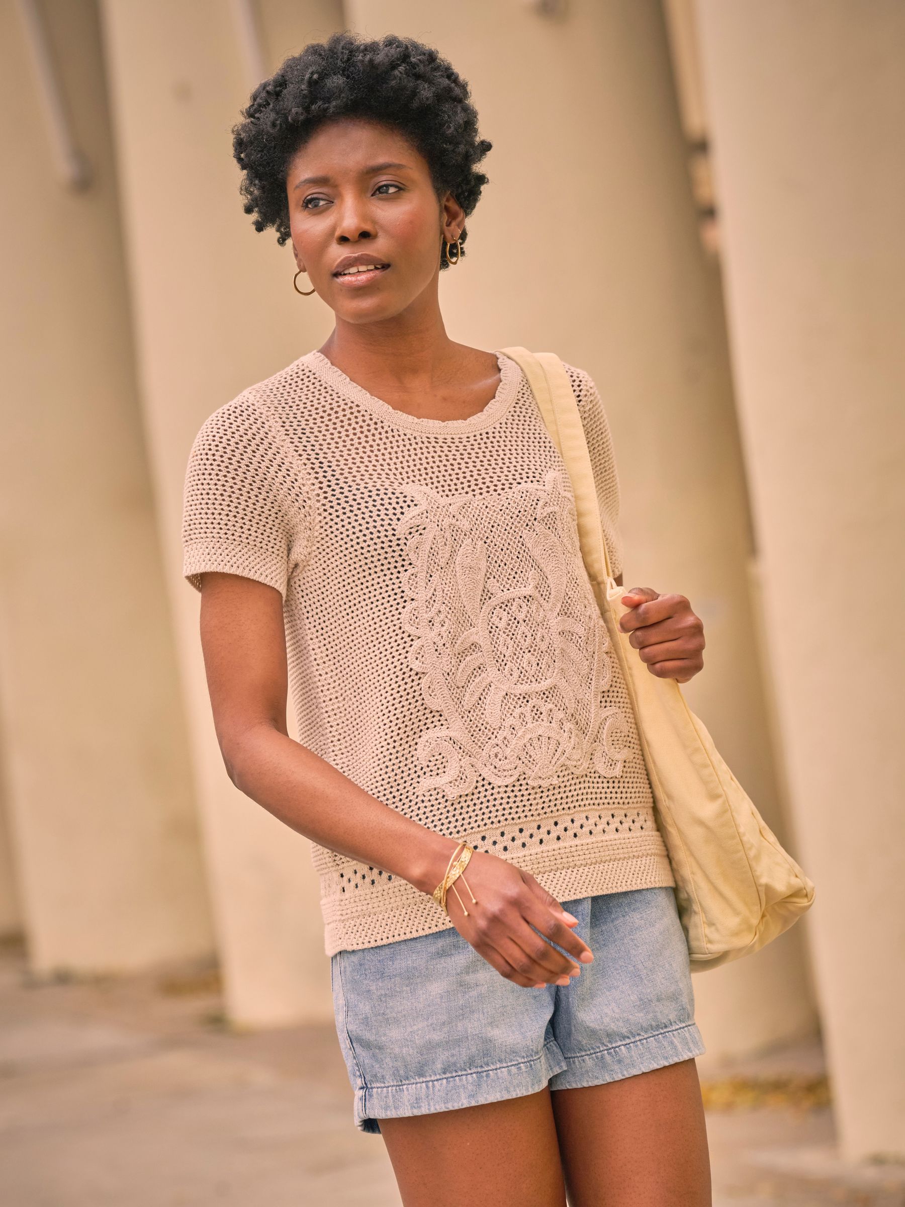 Natural Crab Pattern Knitted T Shirt (AK4304) | £55