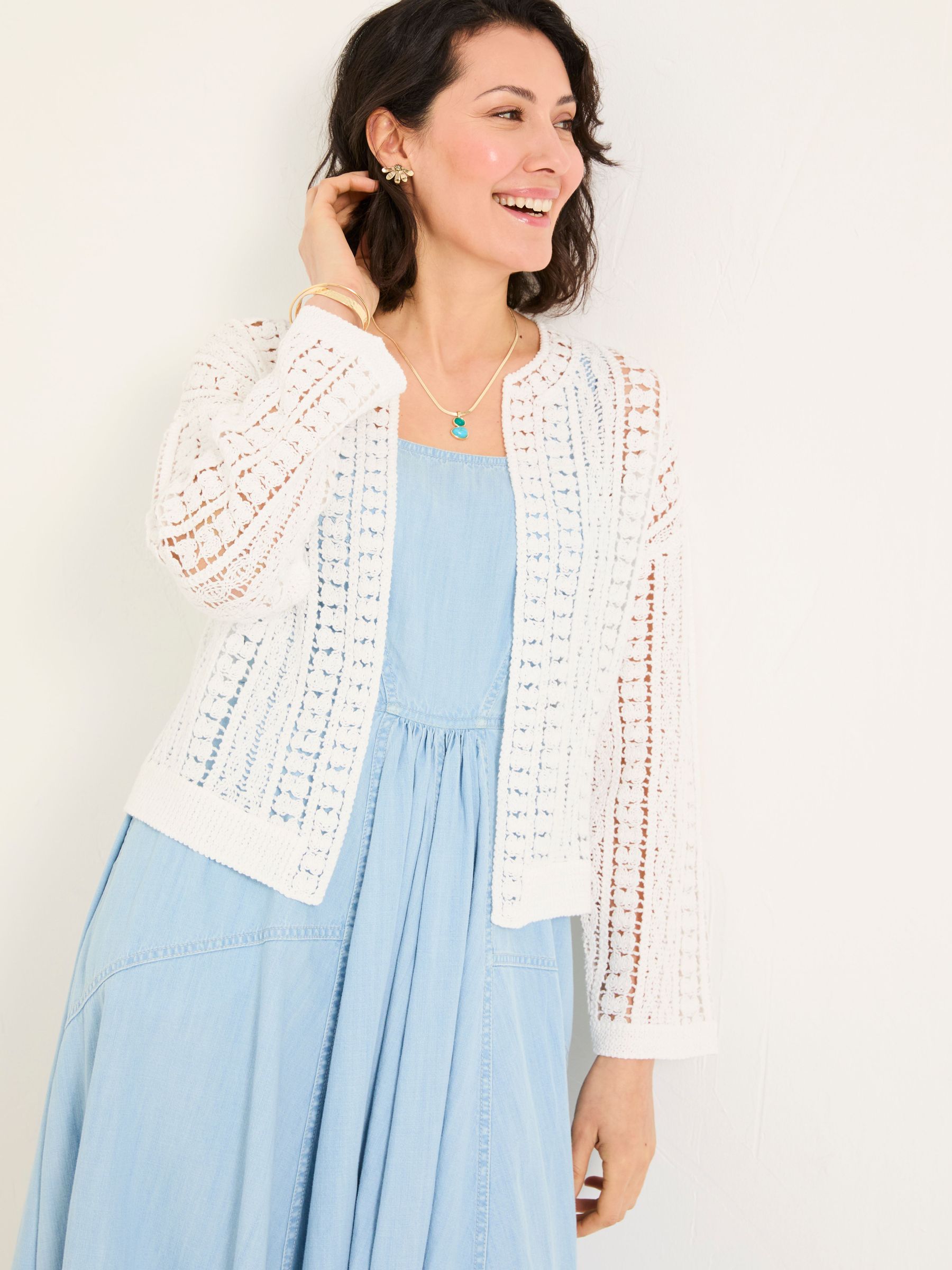 Florence White Knitted Cardigan (AK4308) | £56