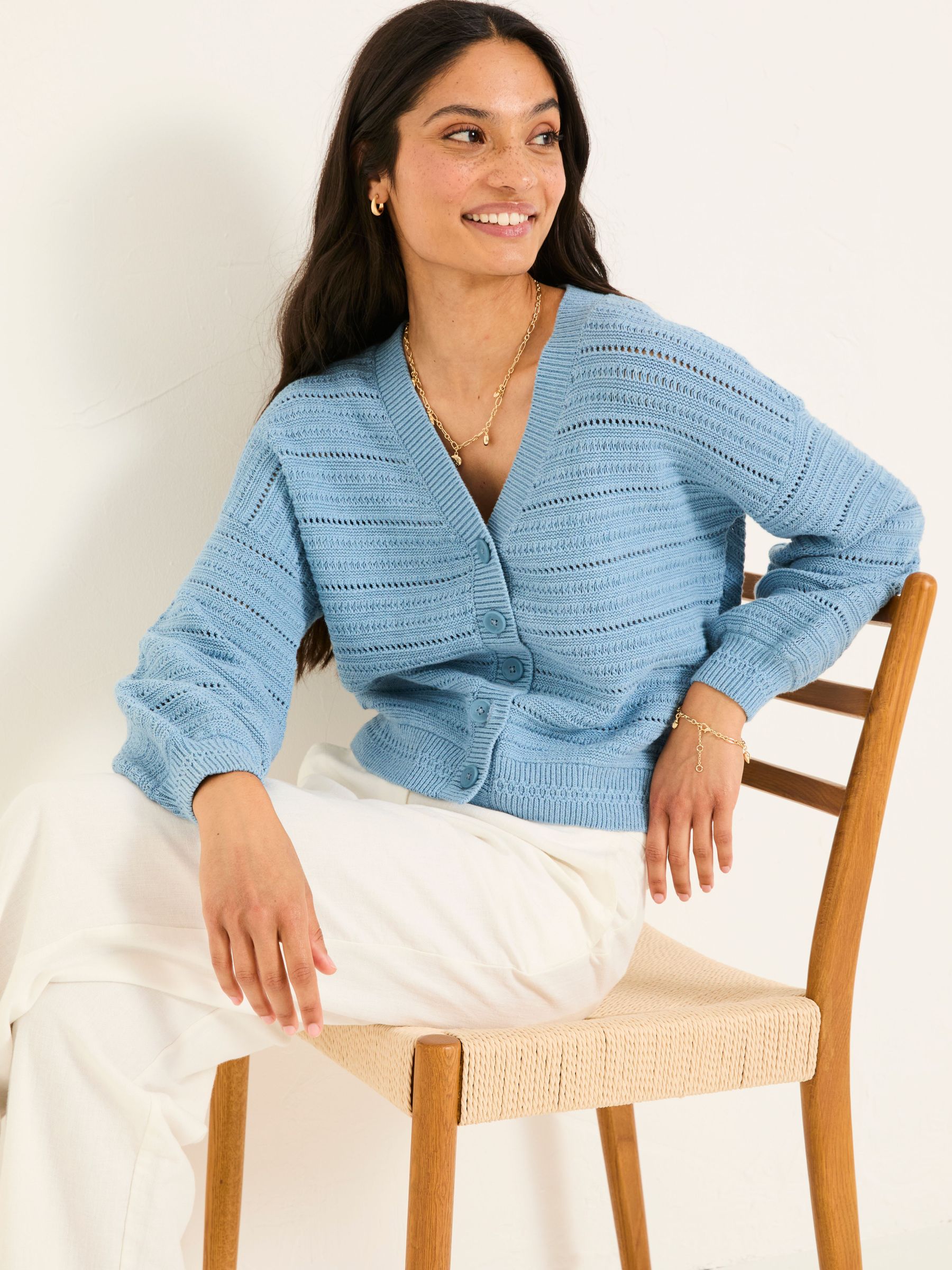 Annie Chambray Blue Knitted Cardigan (AK4317) | £52