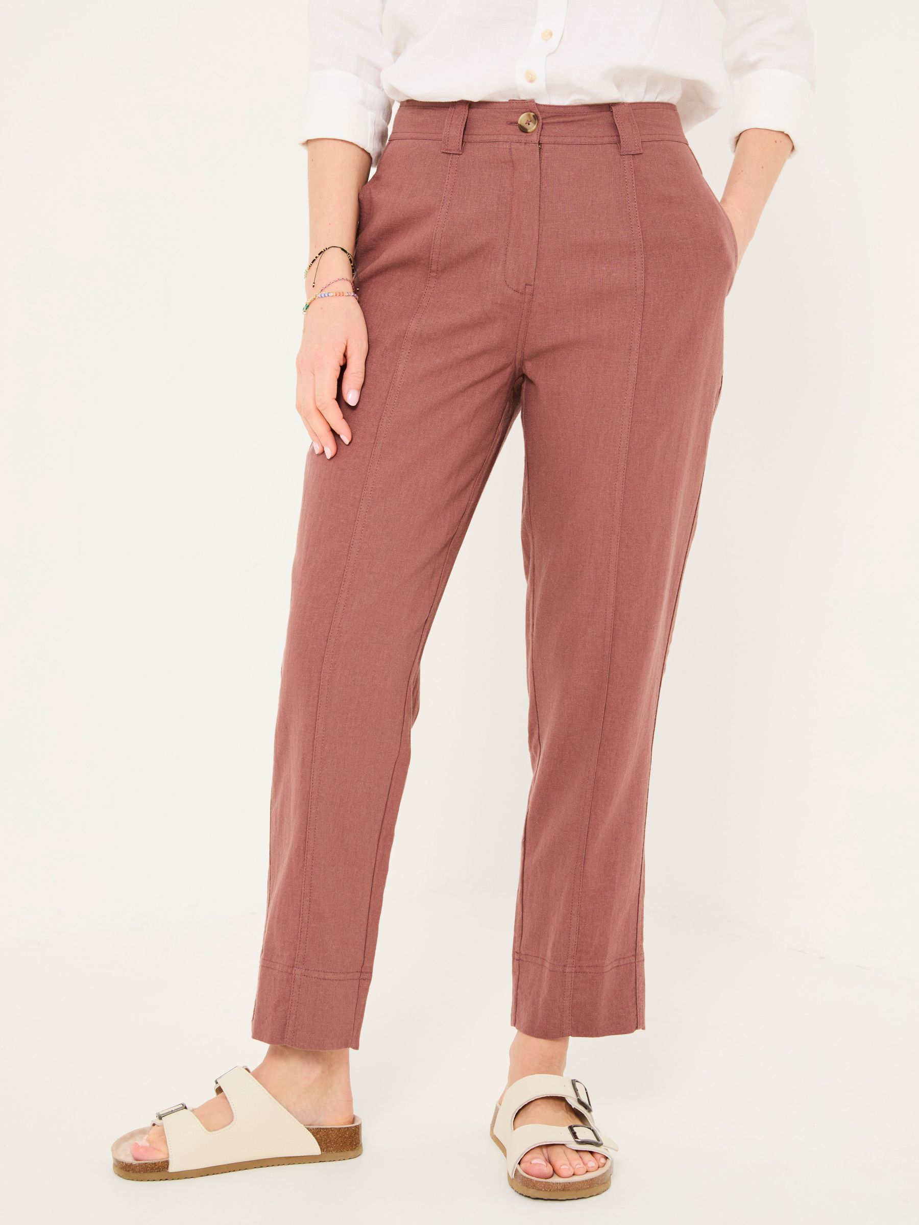 Issy Dark Natural Tapered Linen Blend Trousers (AK4820) | £59