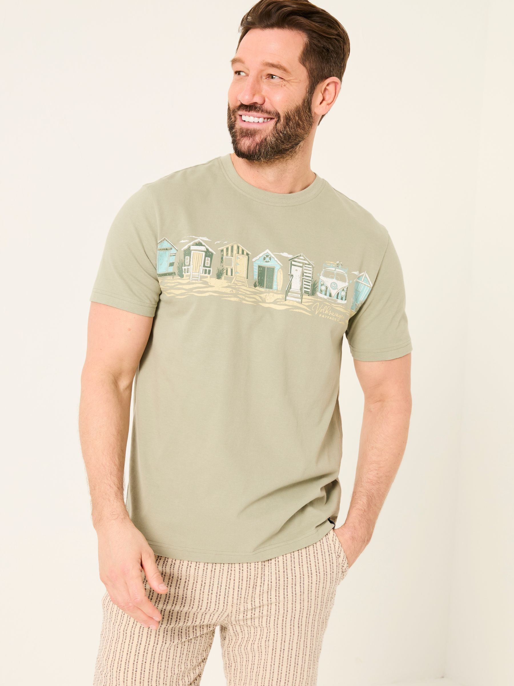 Sage Green VW Beach Hut Tshirt (AK4876) | £29.50