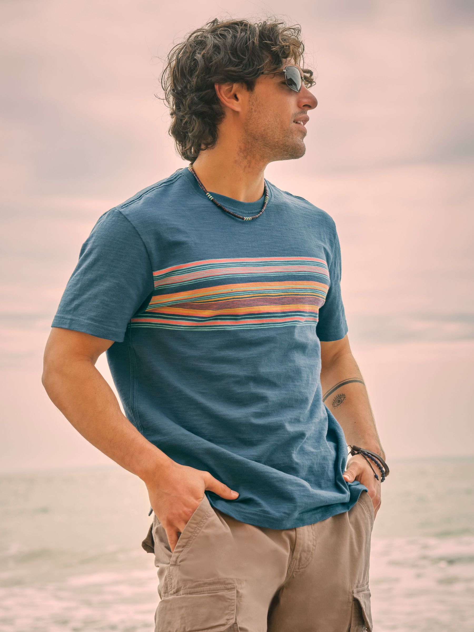 Borden Petrol Borden Chest Stripe Tshirt (AK4900) | £32.50