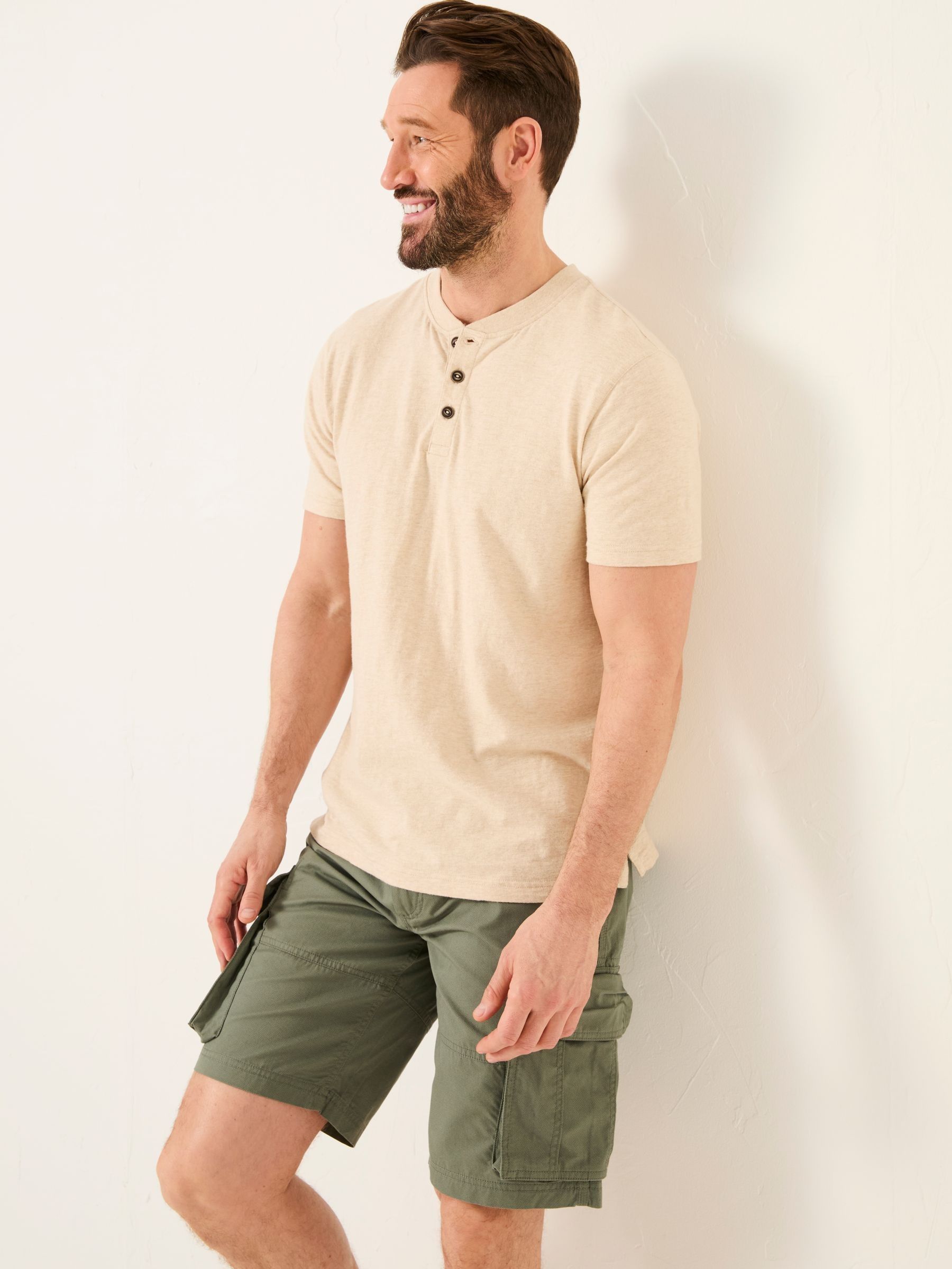 Woodside Oatmeal Slub Henley T-Shirt (AK4904) | £25