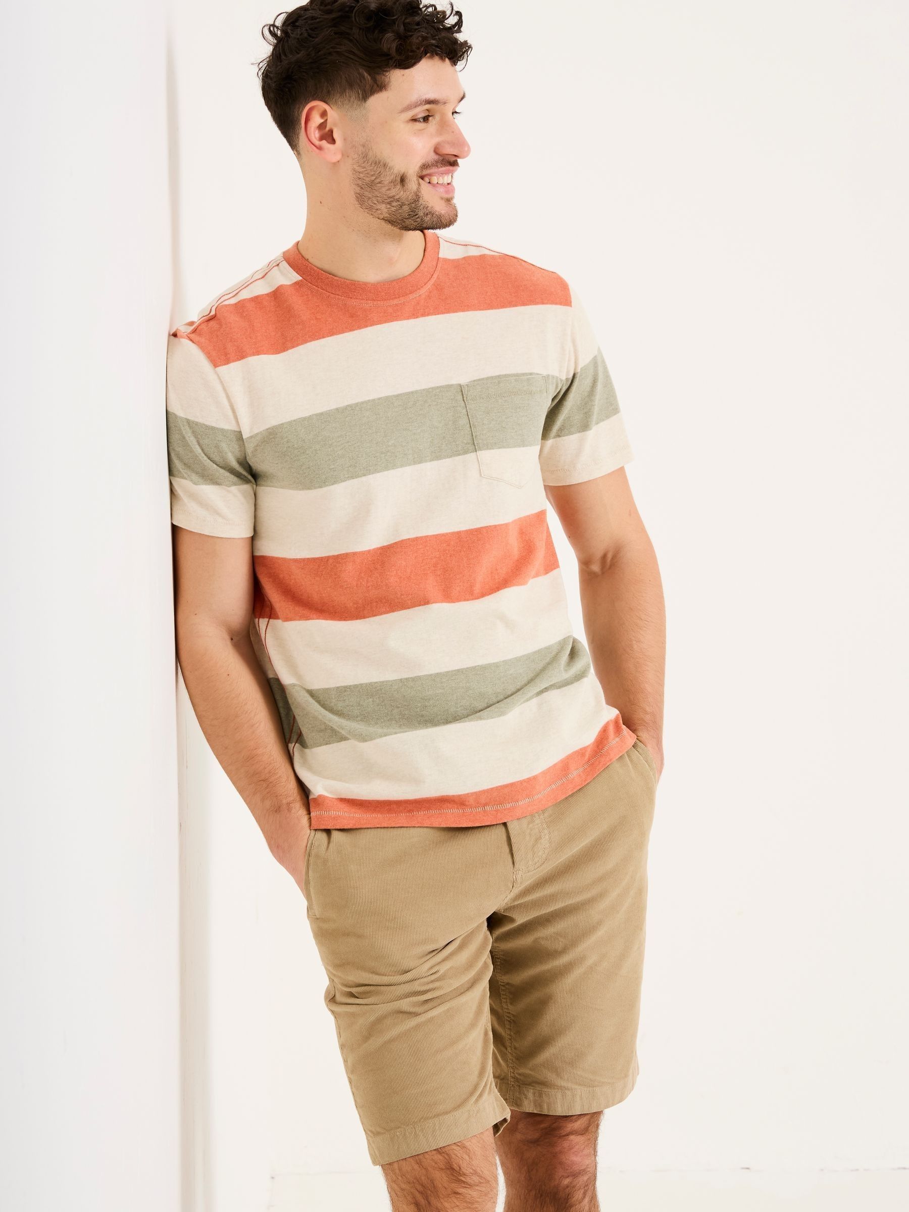 Oatmeal Block Stripe Tshirt (AK4915) | £28