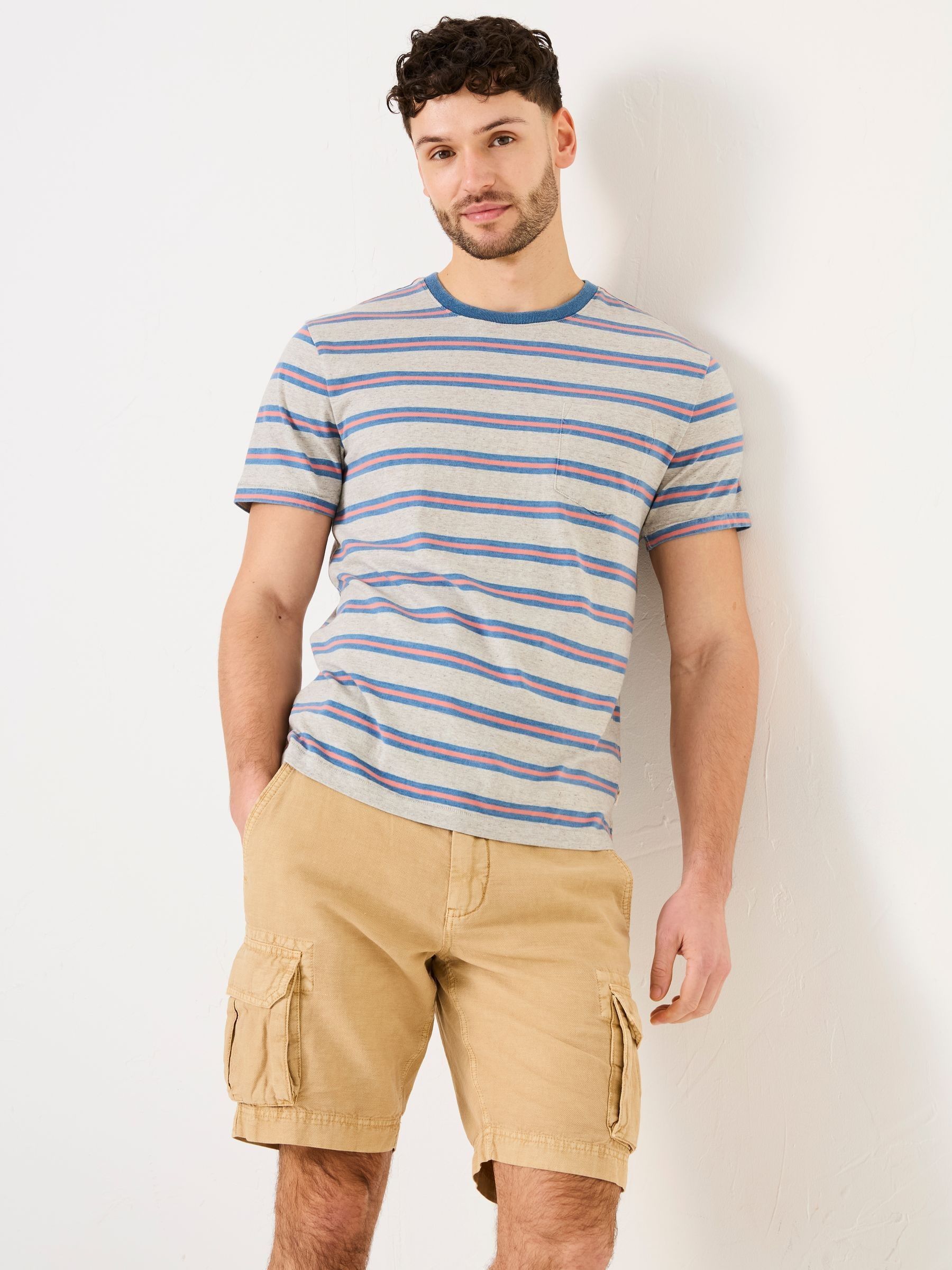 Indigo Blue Pocket Stripe Indigo Tee (AK4919) | £28