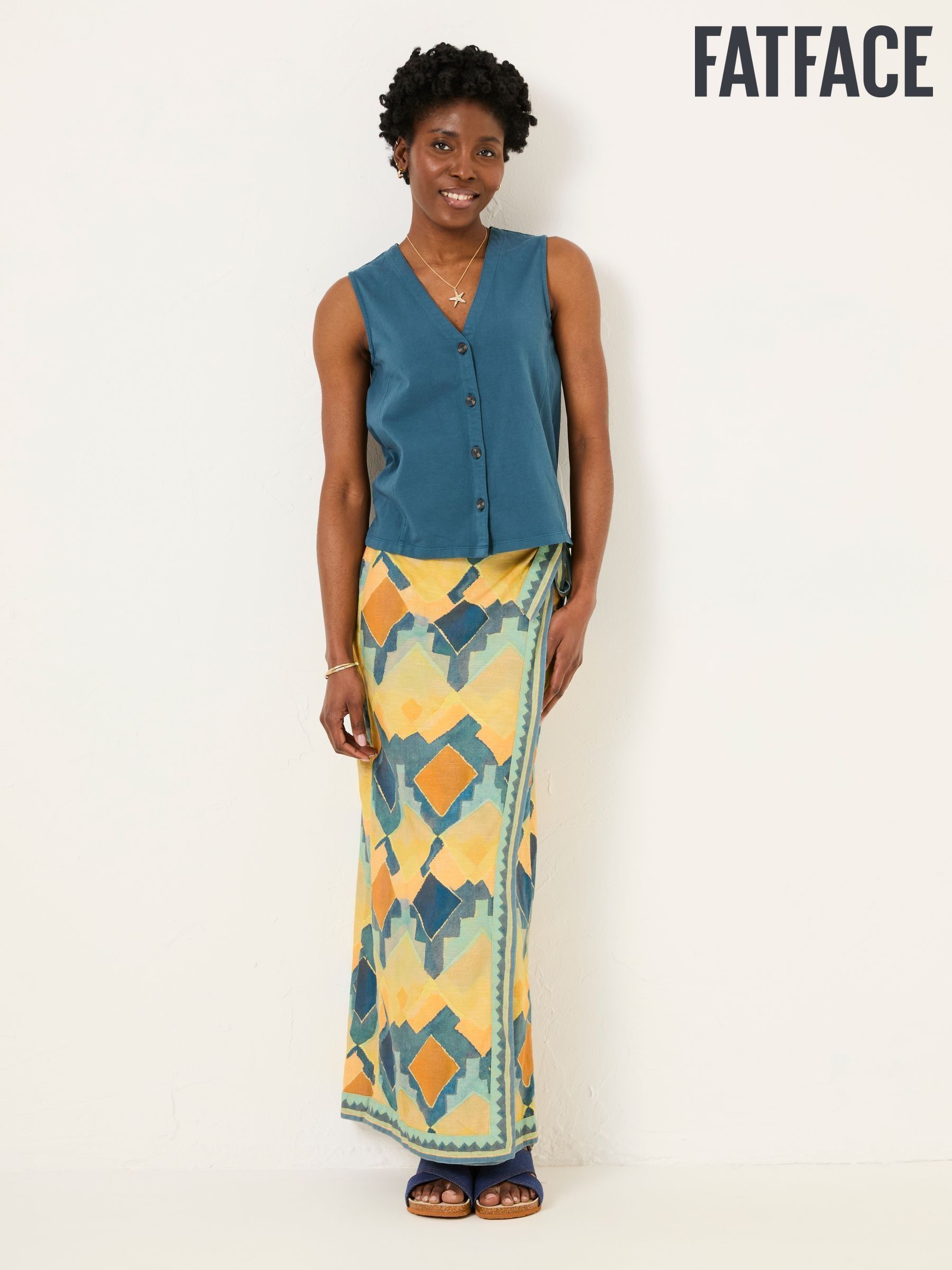 Joni Dark Teal Blue Jersey Waistcoat (AK5301) | £32