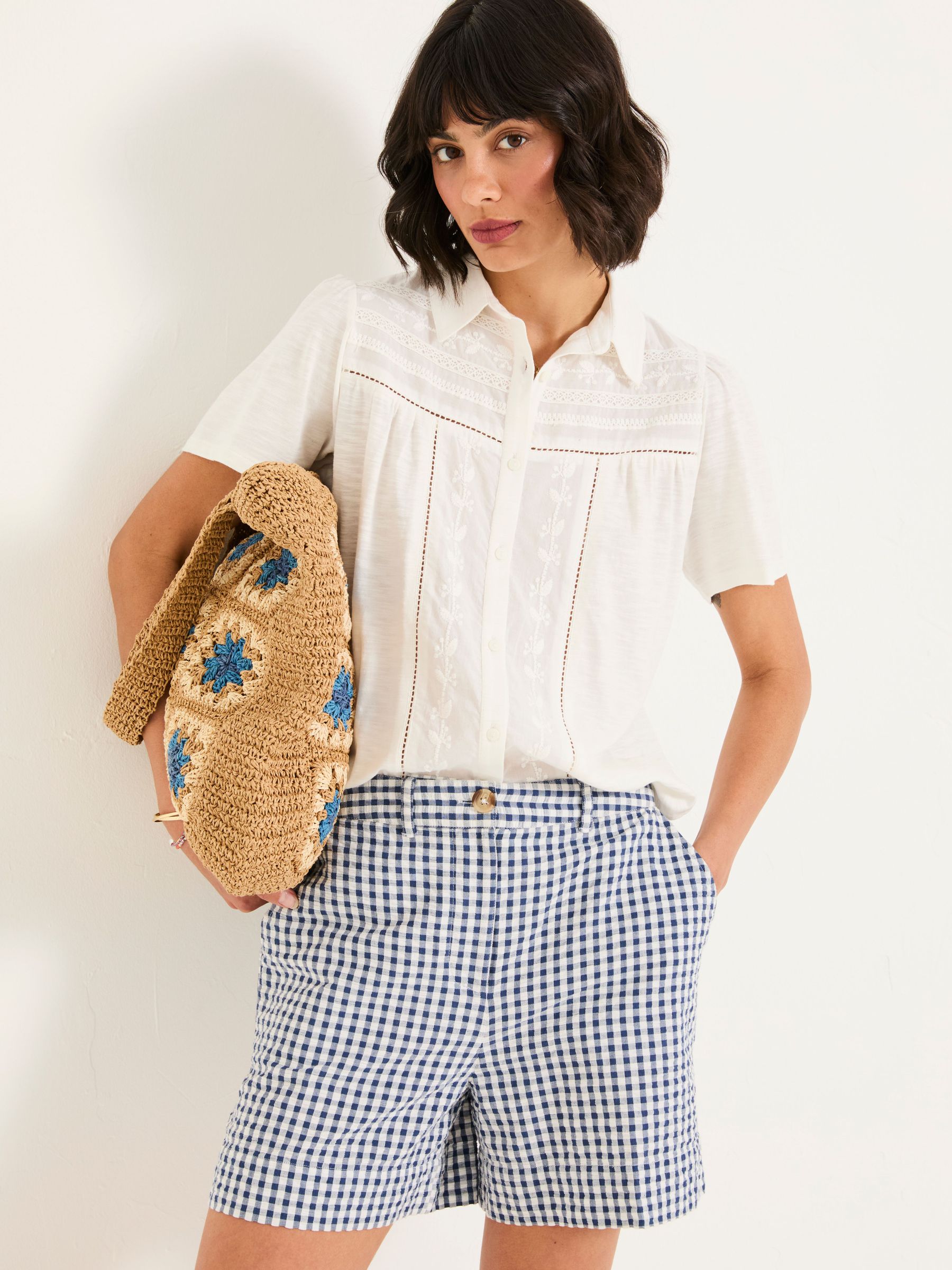 Kit White Embroidered Short Sleeve Shirt (AK5304) | £38