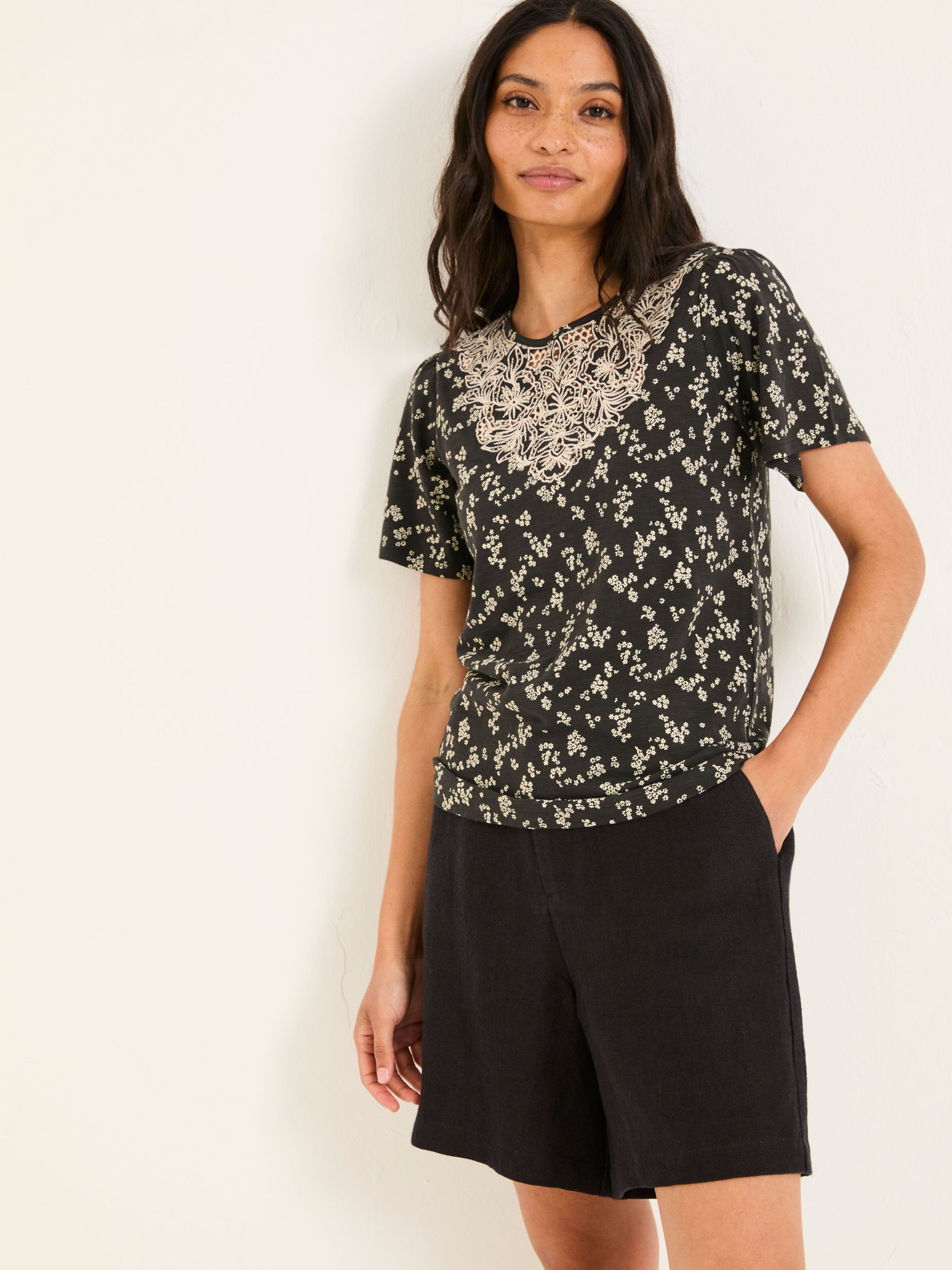 Leoni Black Mono Ditsy T Shirt (AK5307) | £32
