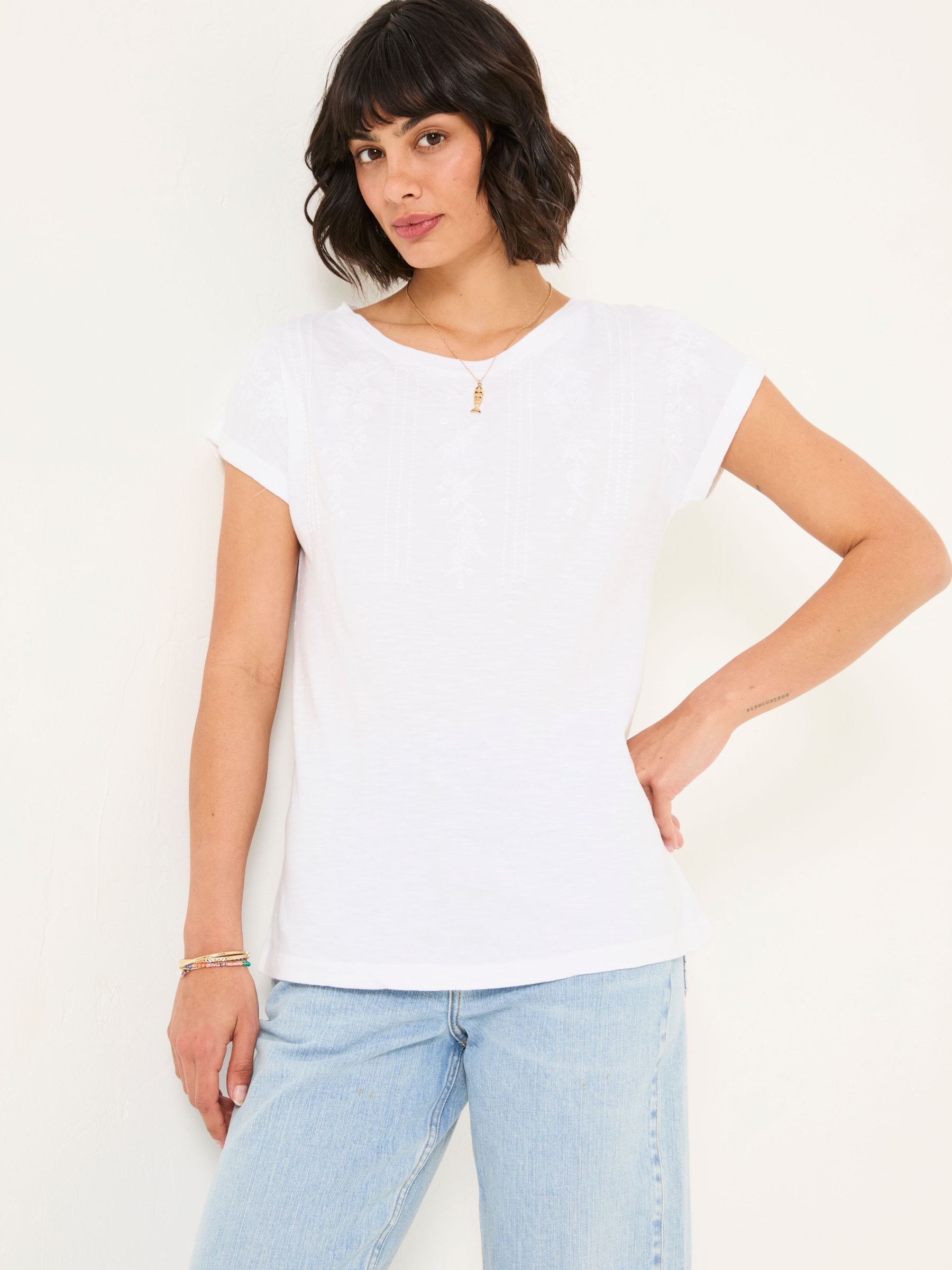 Ivy White Embroidered T-Shirt (AK5434) | £32