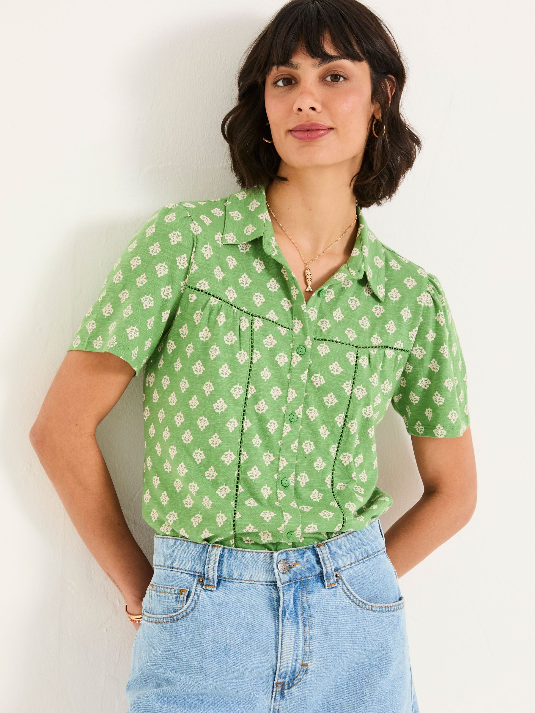 Kit Mid Green Woodblock Woodblock Short Sleeve Jersey Shirt (AK5465) | £38