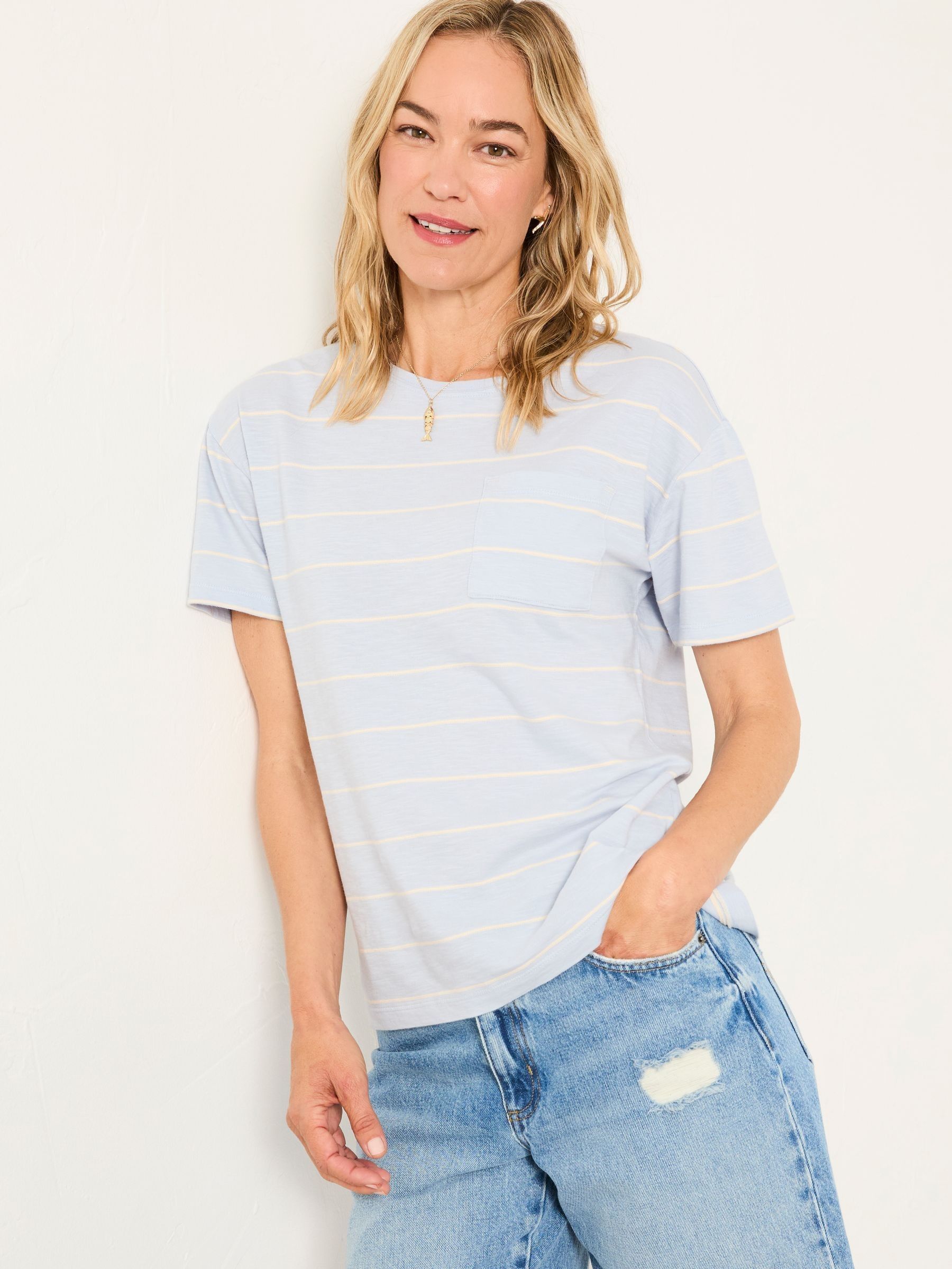 Lily Light Blue Stripe T Shirt (AK5494) | £25