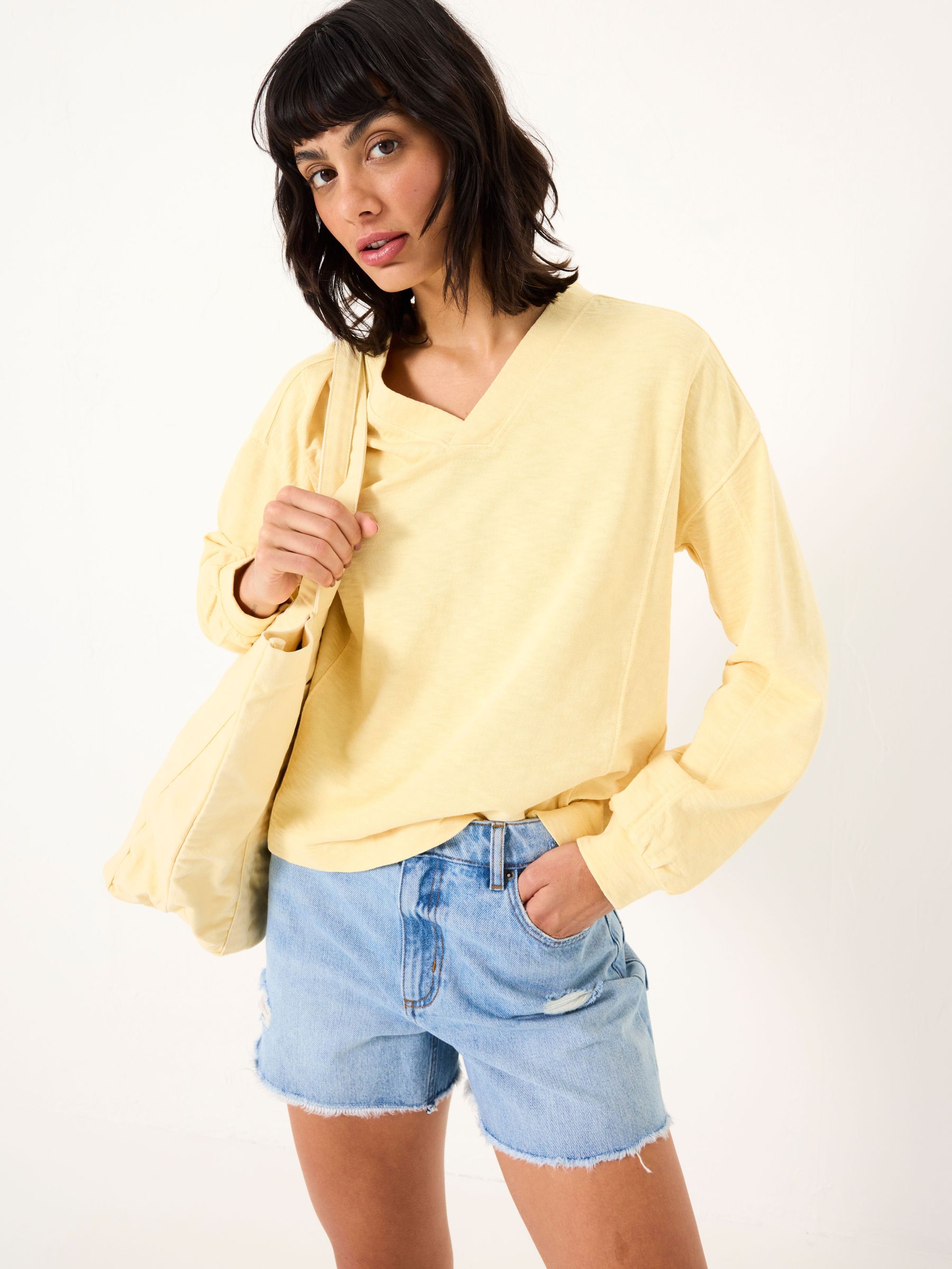Gigi Light Yellow V Neck Sweatshirt (AK5963) | £39.50