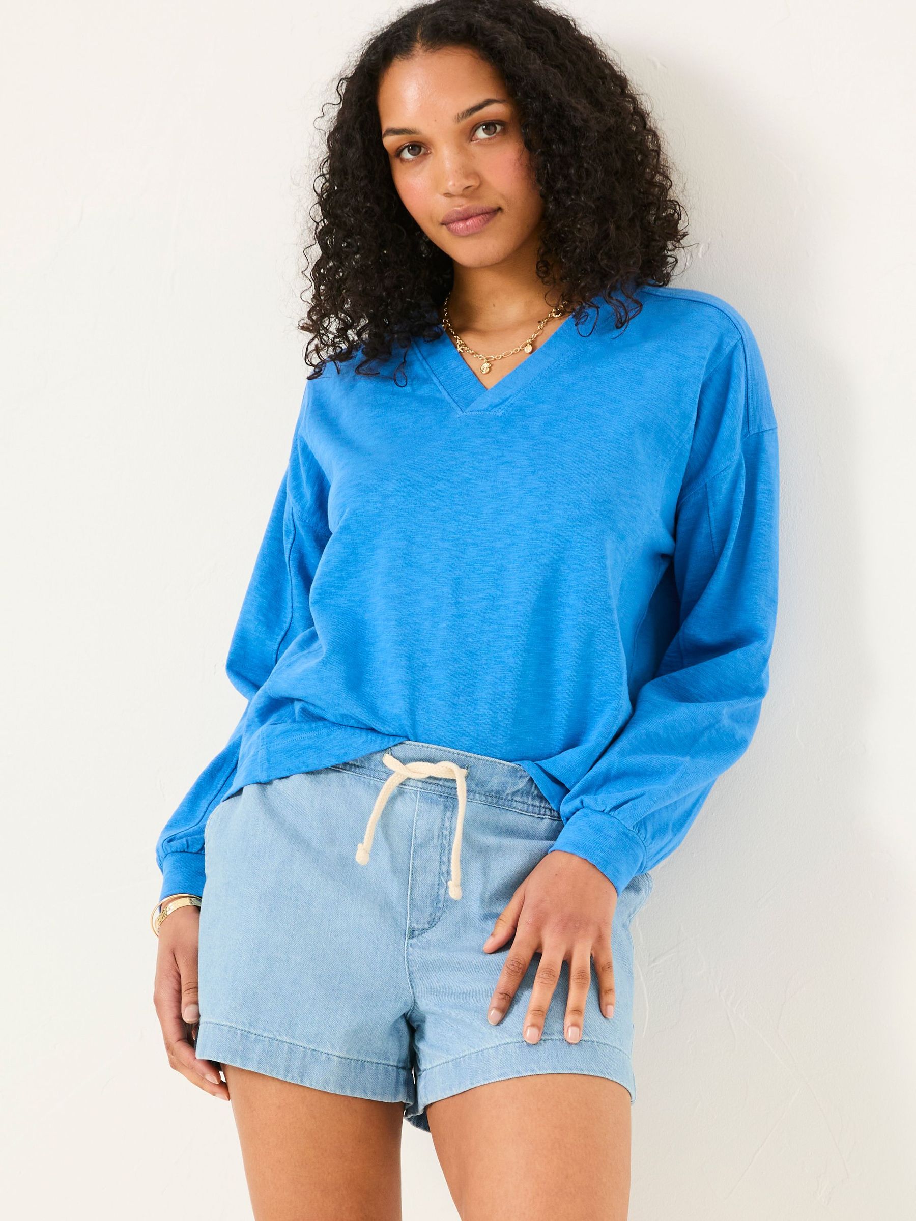 Gigi Mid Blue V Neck Sweatshirt (AK6090) | £39.50