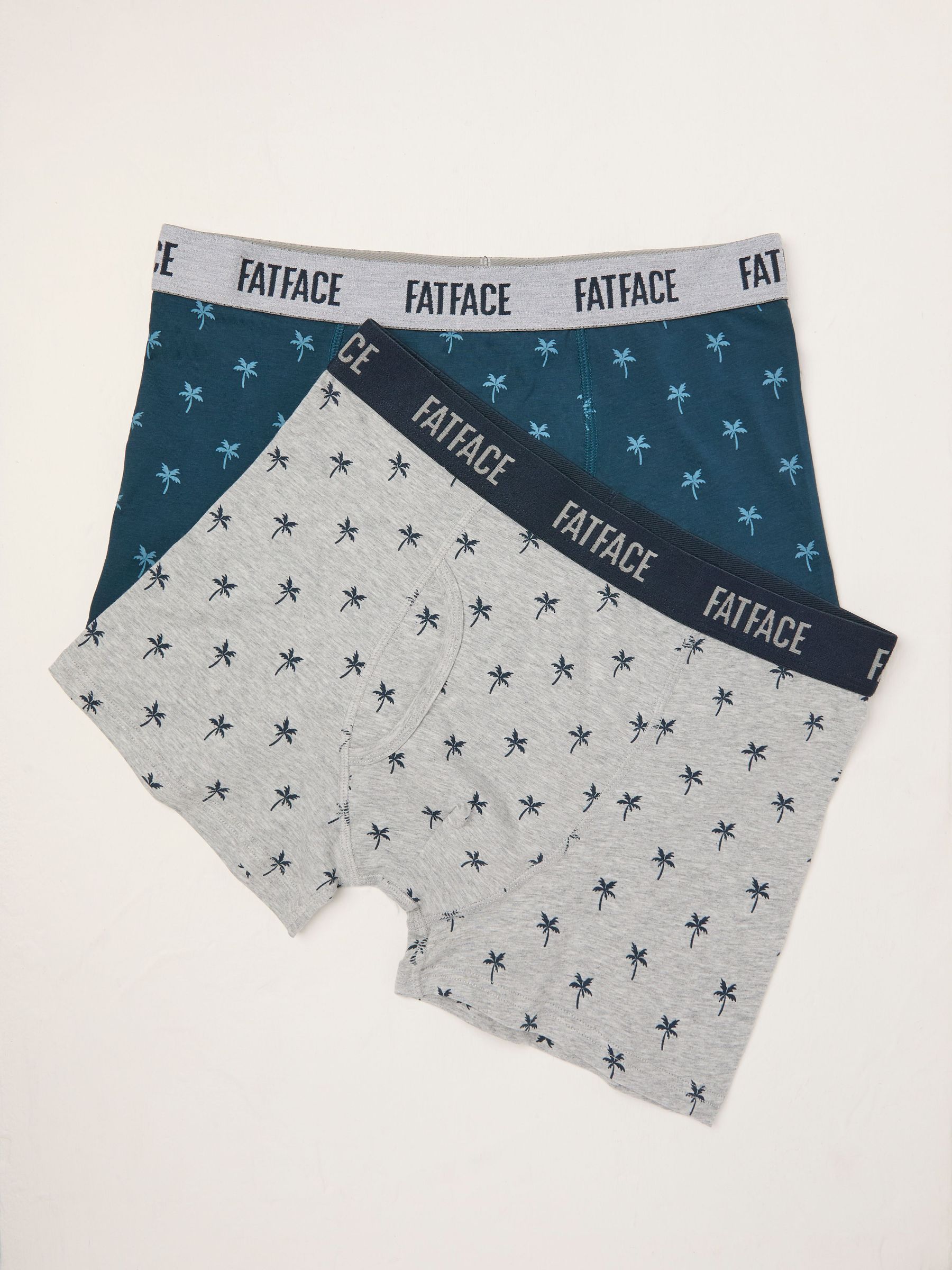 Teal Blue 2 PAIRS OF PALM TREE BOXERS (AK7847) | £22