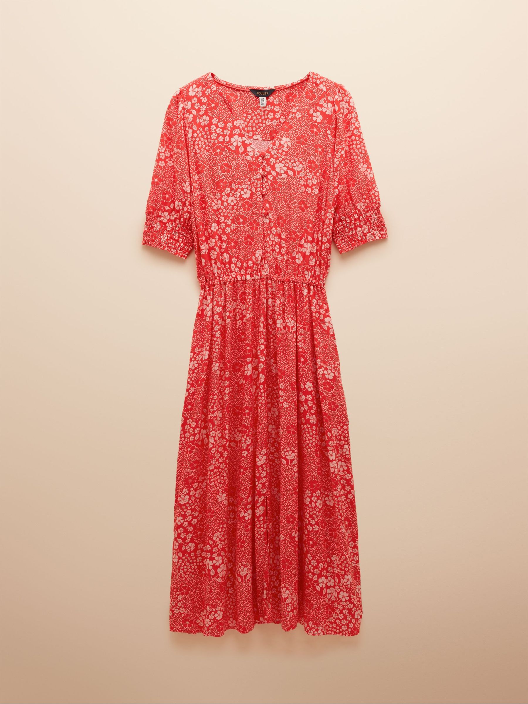 Adele Red V-Neck Elbow Length Sleeve Midi Dress