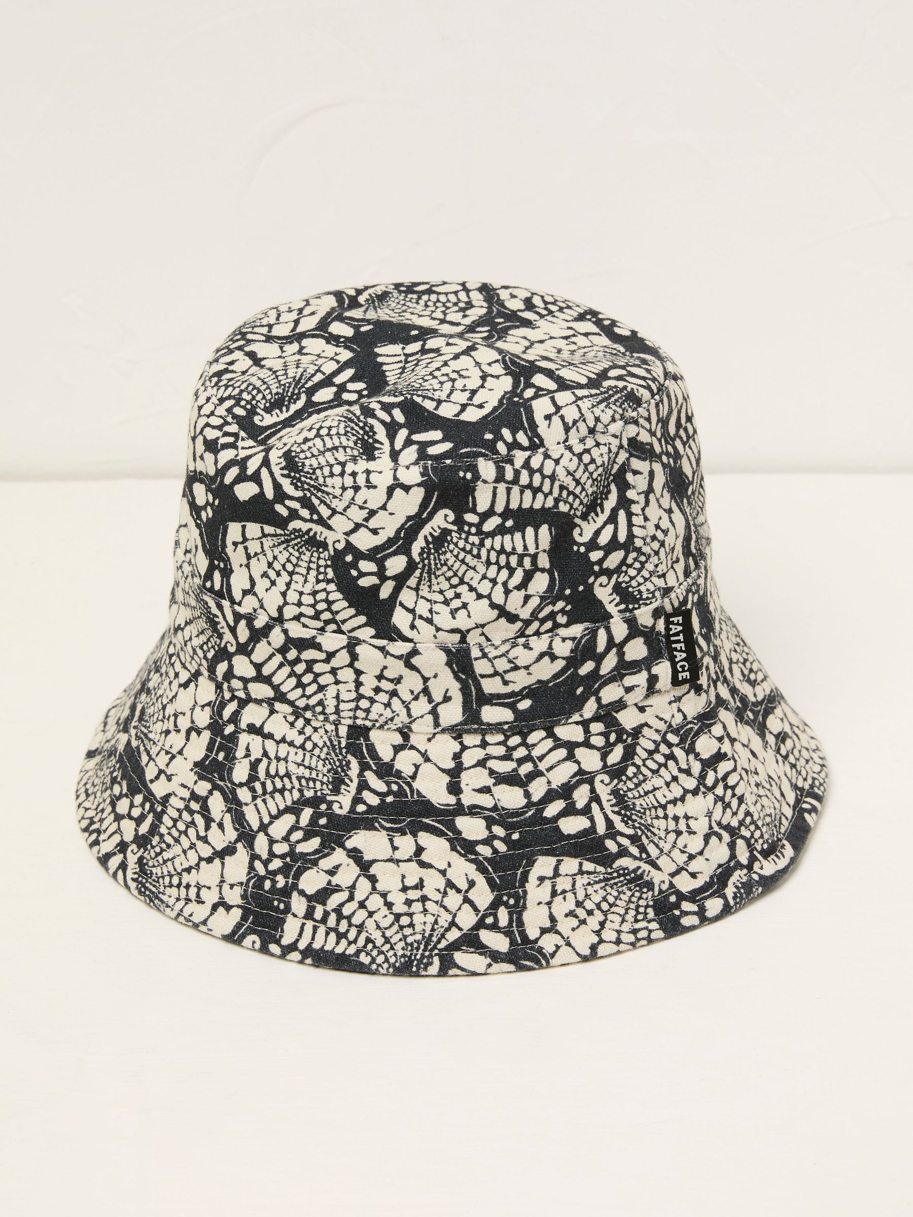Black Shell Printed Bucket 100% Cotton Hat (AK7919) | £22.50