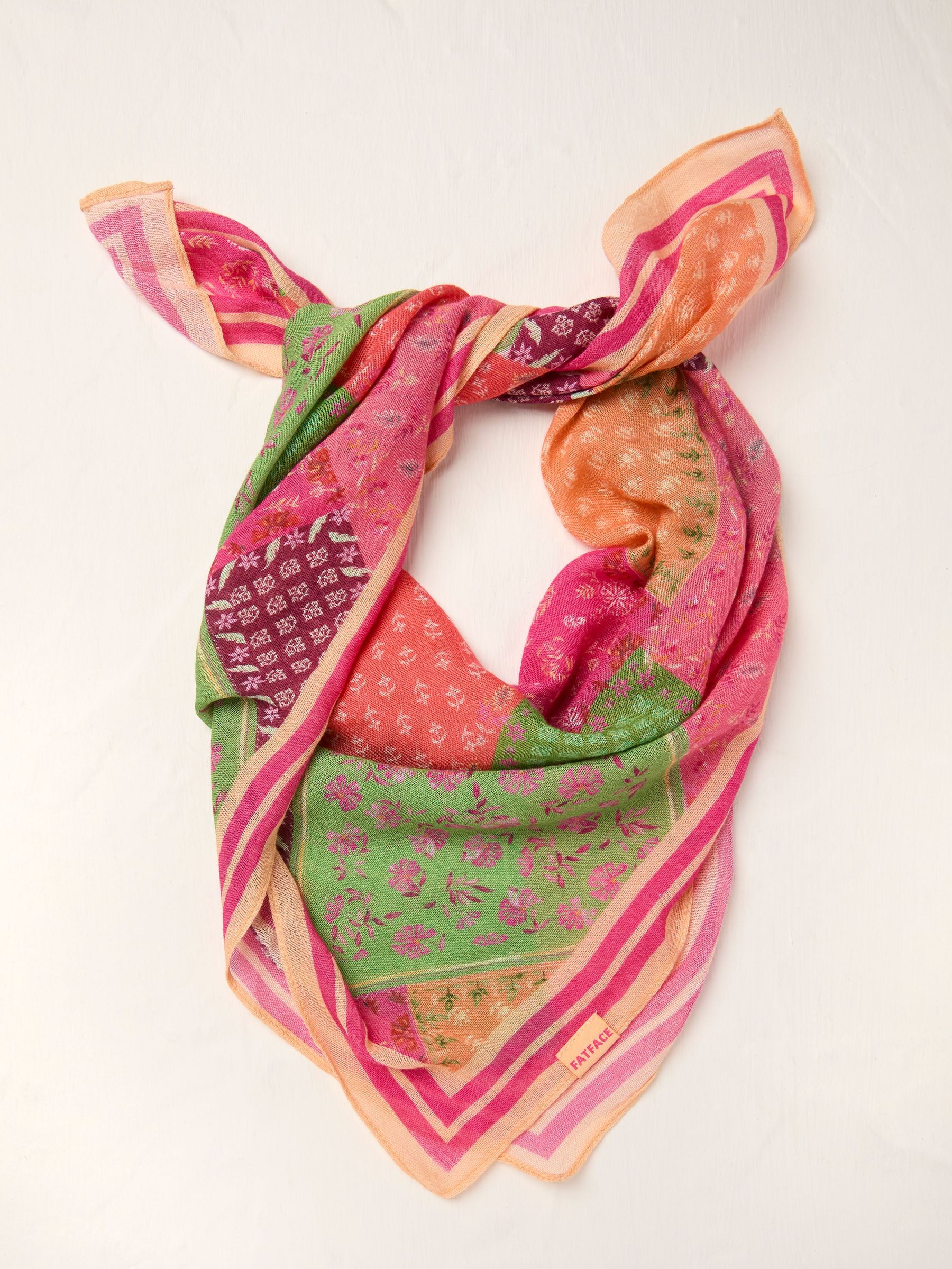 Pink Patchwork Printed Hair Scarf (AK8327) | £14