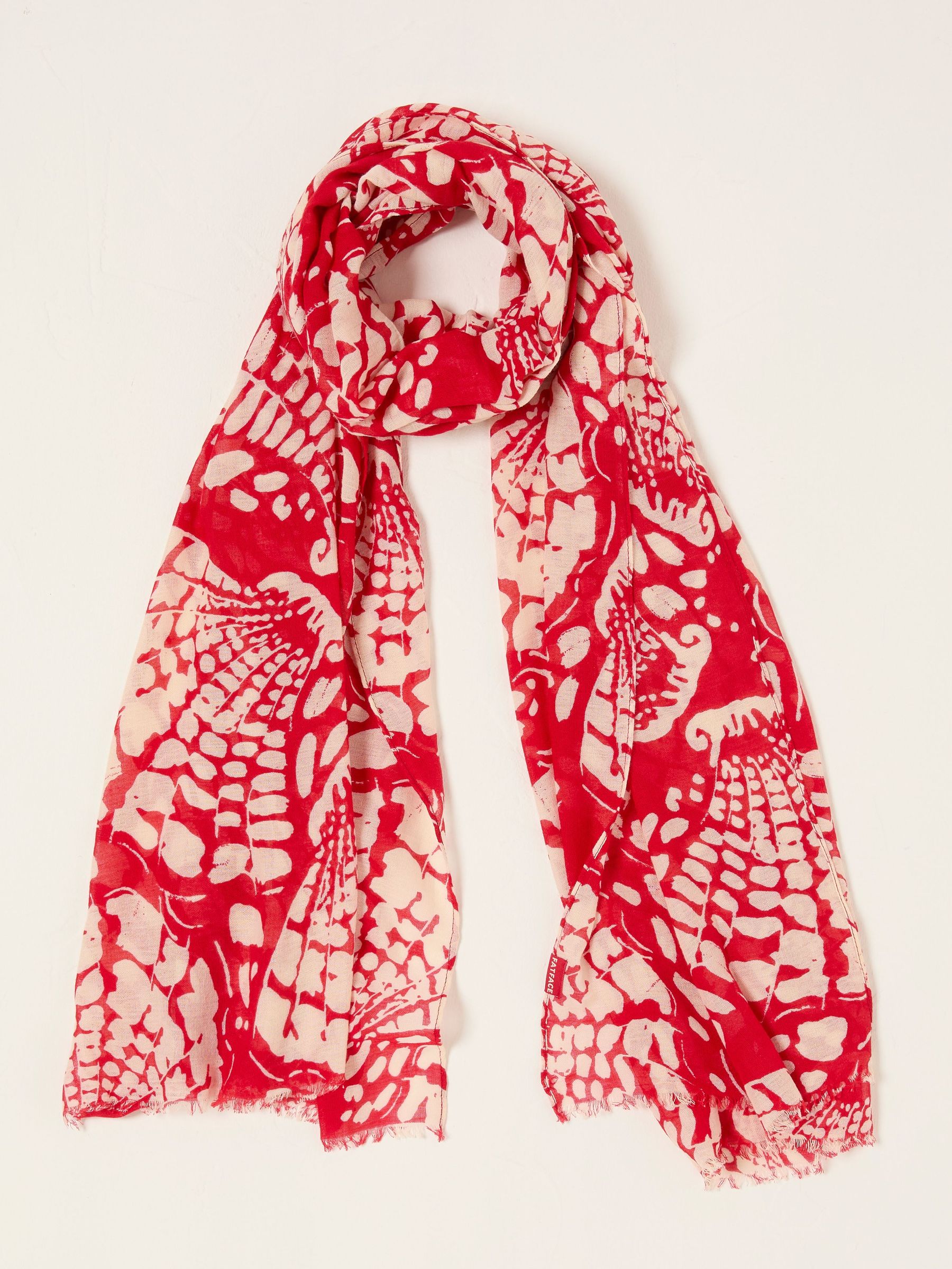 Red Shell Print Lightweight Scarf (AK8392) | £25