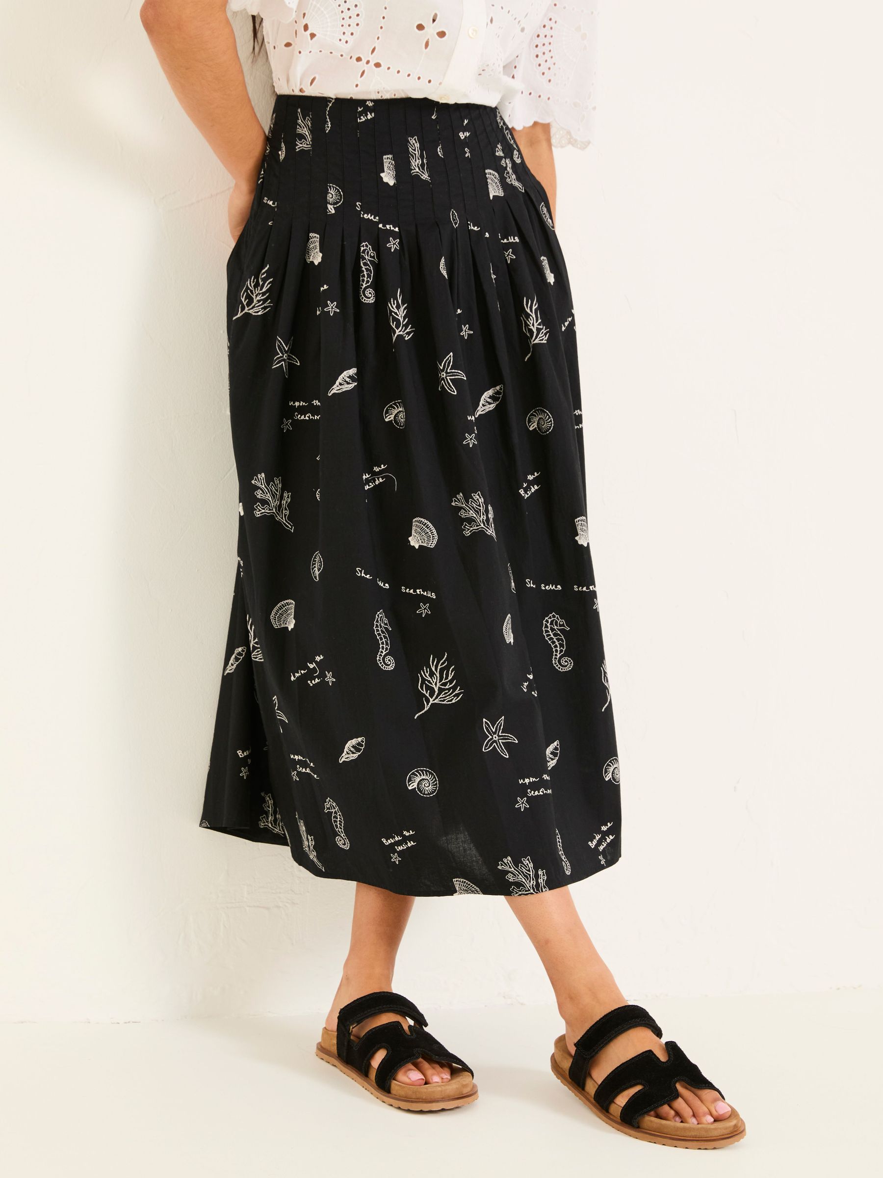 Black Pip Printed Midi Skirt (AK9171) | £55