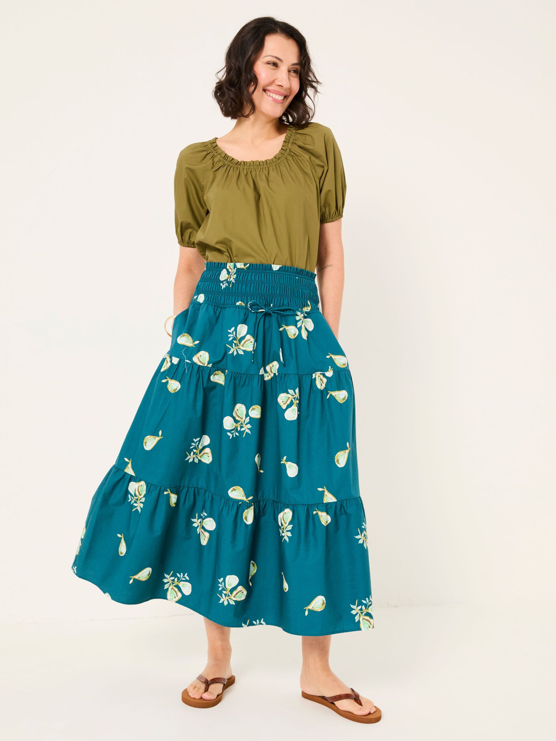 Ricky Teal Blue Figs Midi Skirt (AK9178) | £55