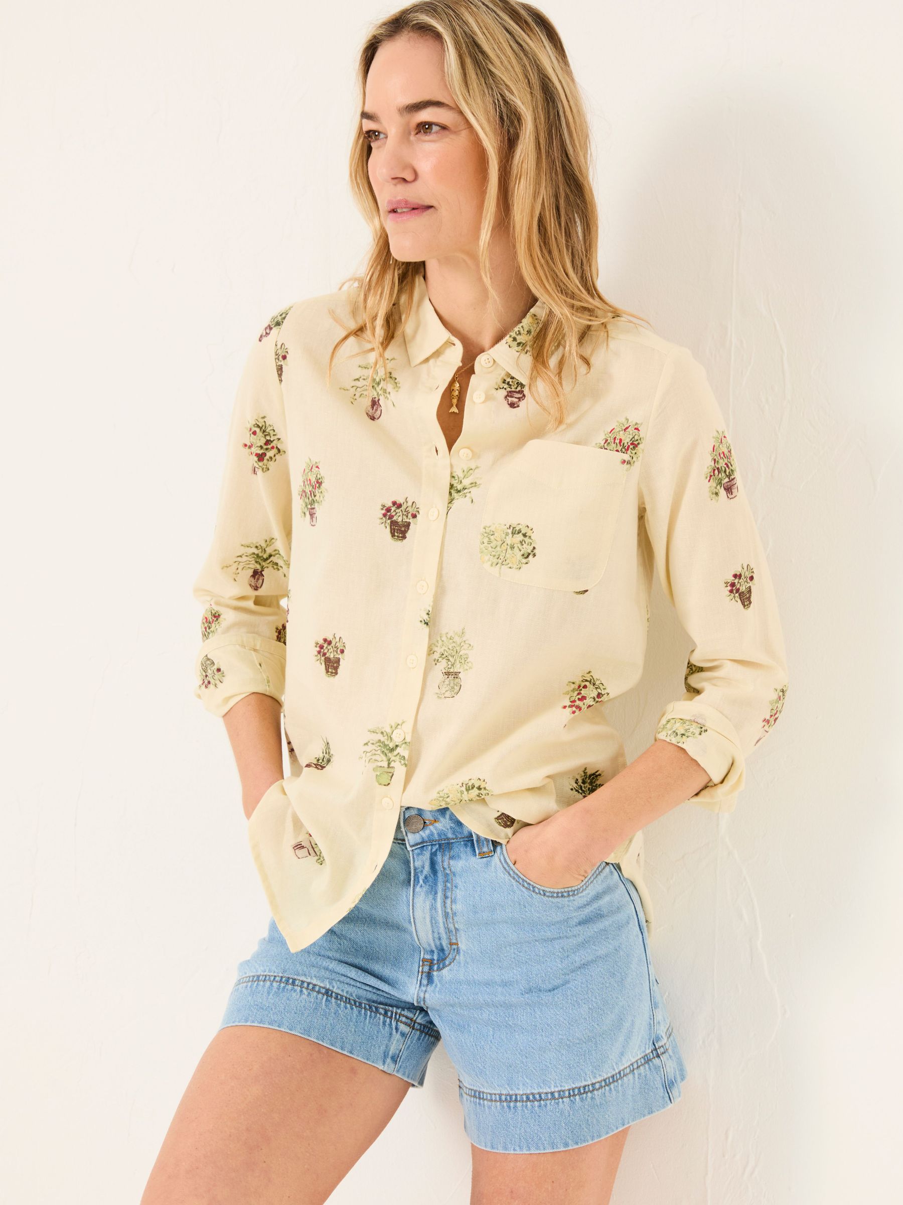 Olivia Ivory Plants Shirt (AK9309) | £46