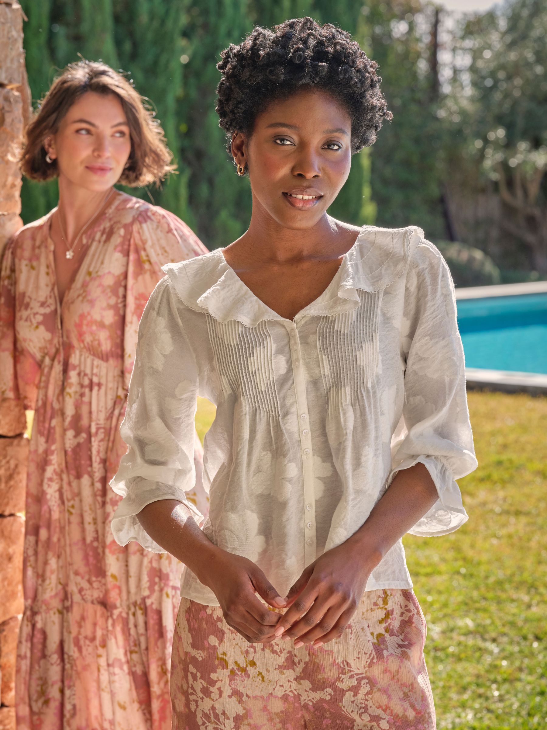 Emery White Jacquard Blouse (AK9322) | £55