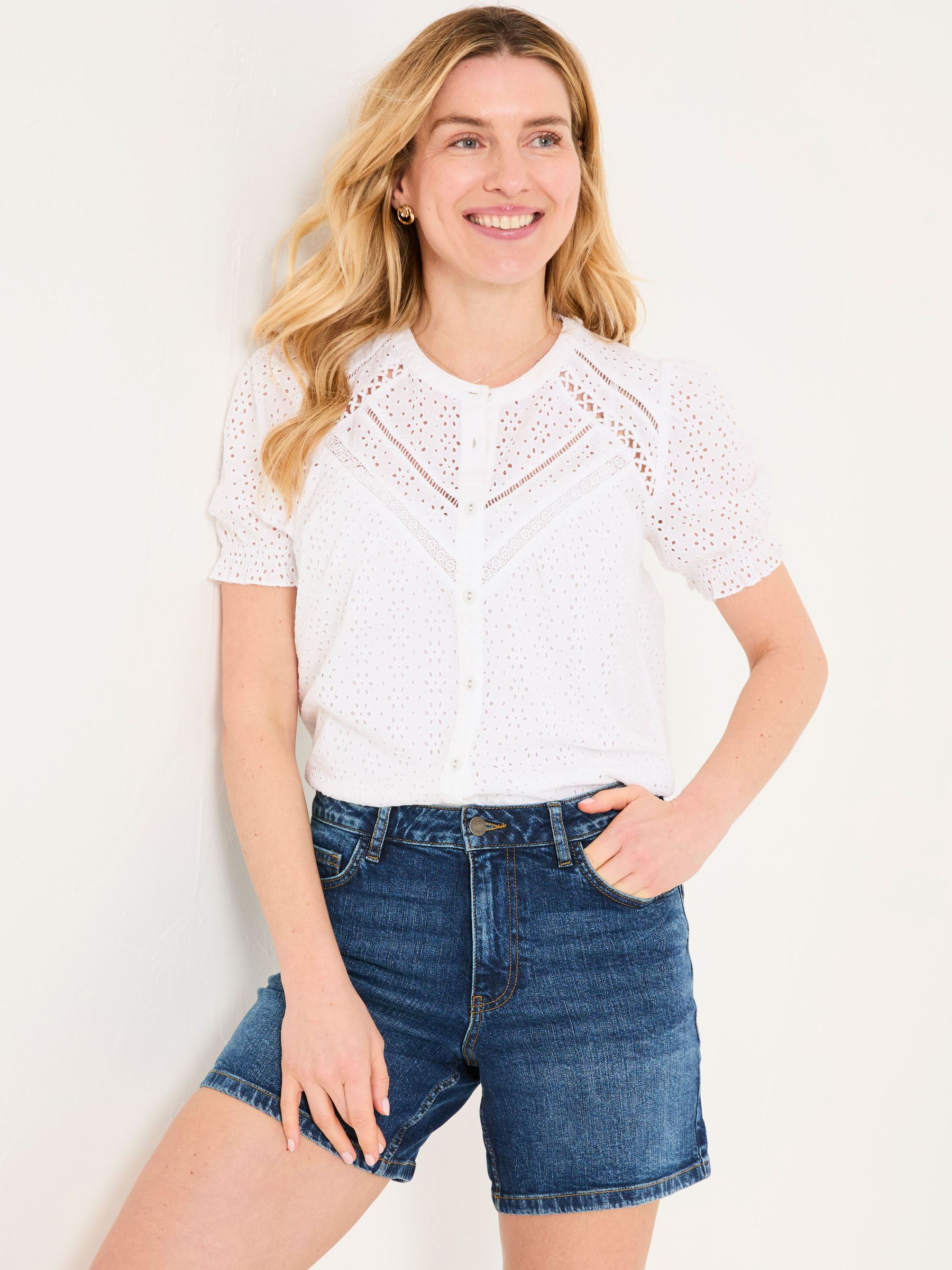 Bonnie White Broderie Blouse (AK9341) | £55