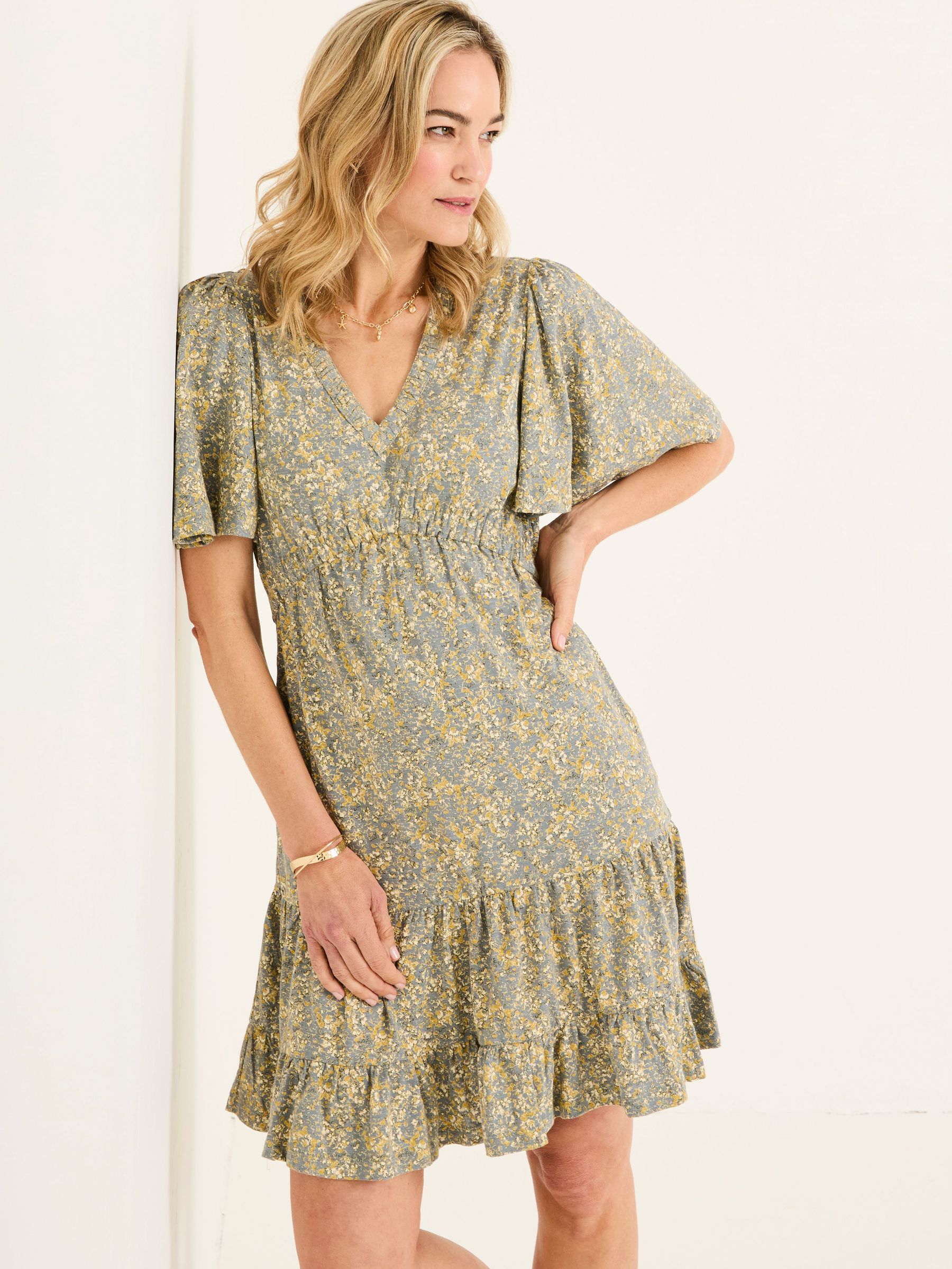 Grace Mid Grey Air Ditsy Jersey Dress (AK9448) | £49.50