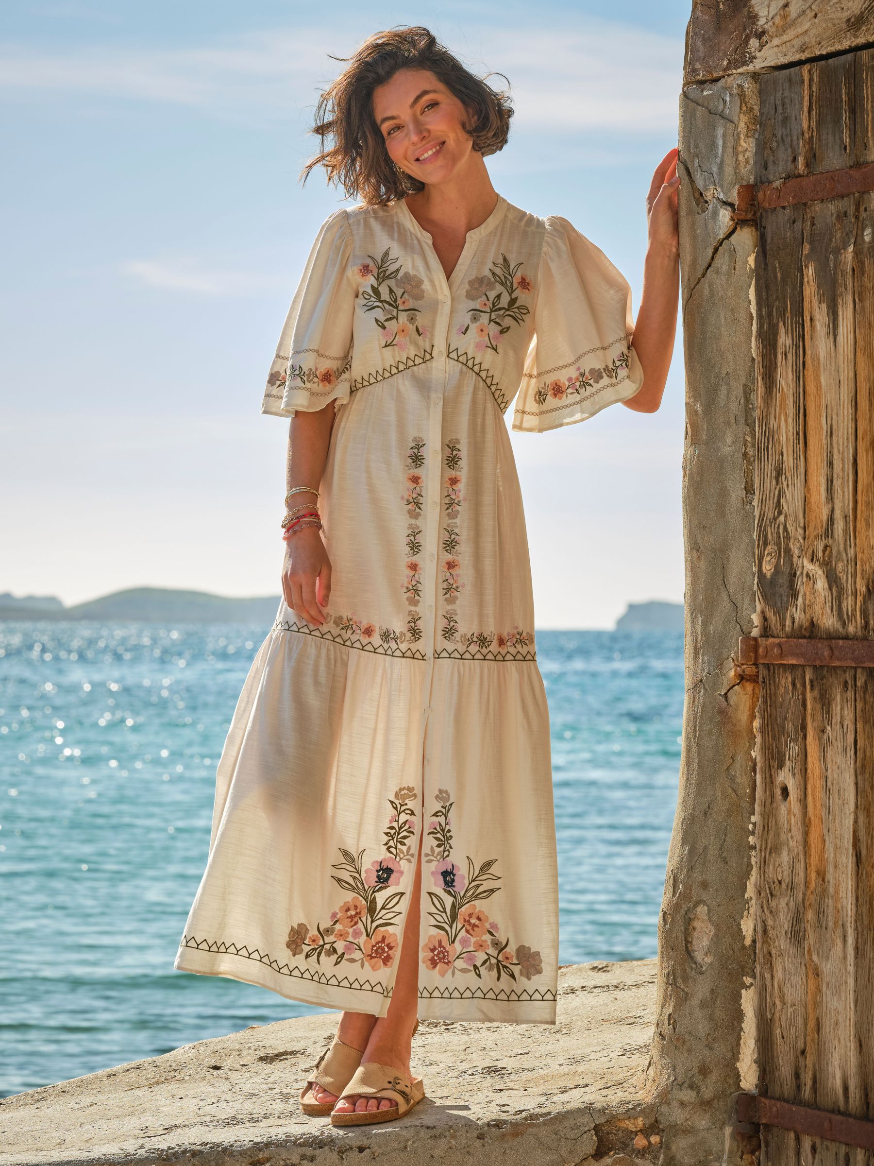 Paige Ivory Embroidered Midi Dress (AK9463) | £79