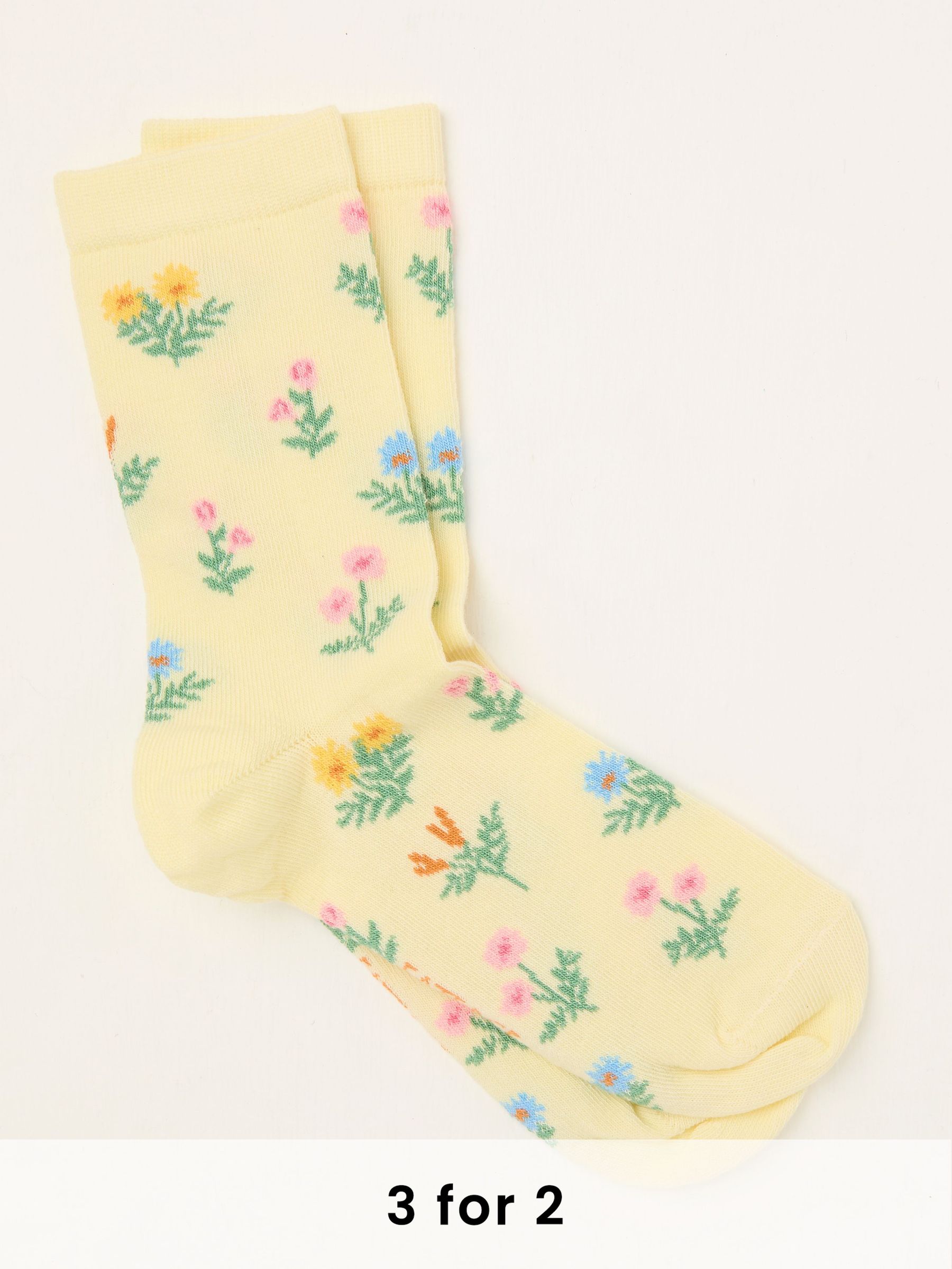 Yellow Floral Socks (AL0409) | £7.50