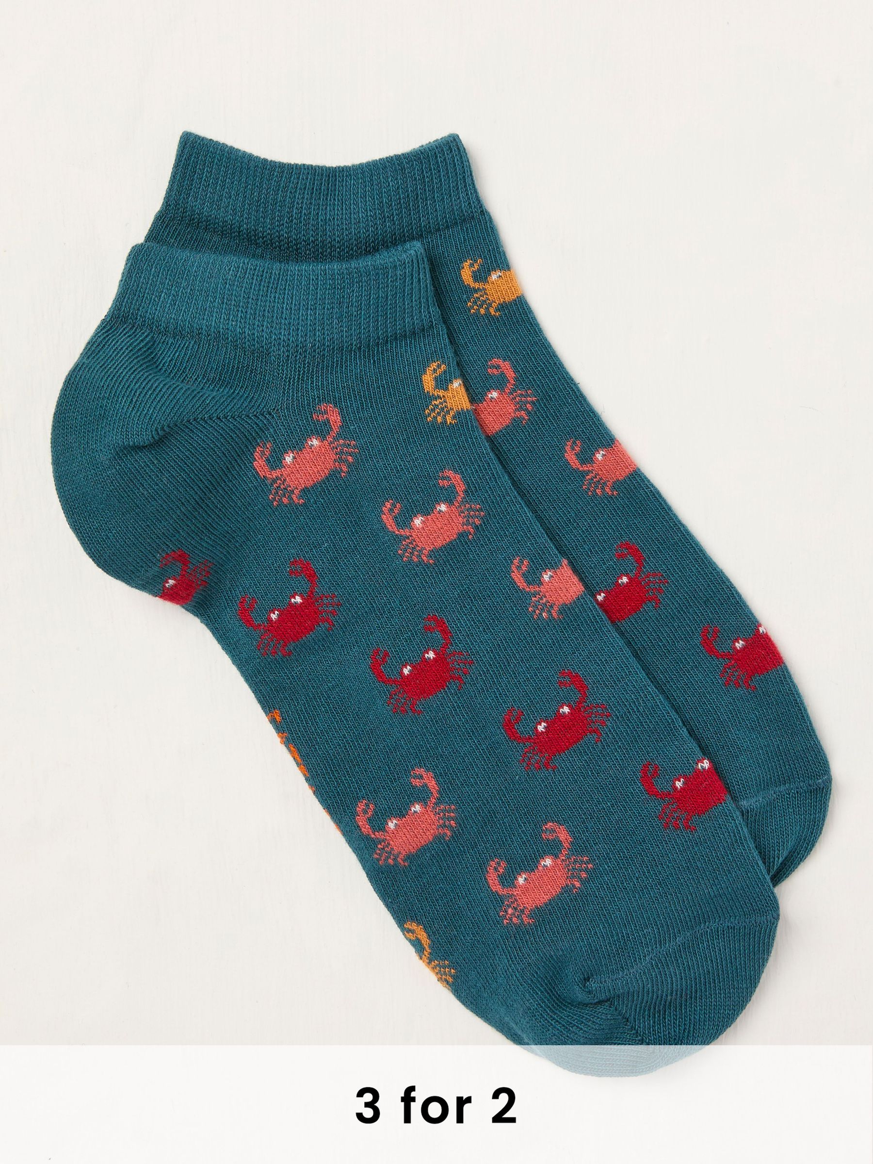 Teal Blue Crab Trainer Socks (AL0423) | £6