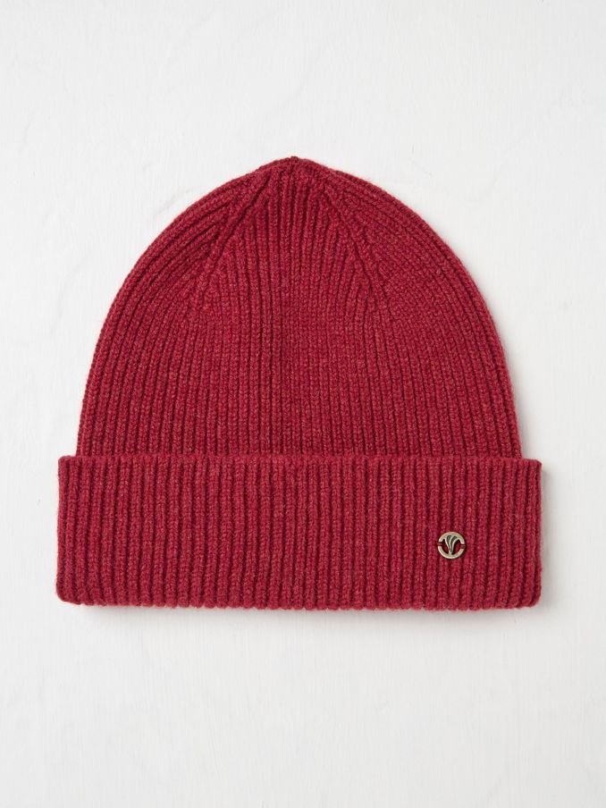 Red Plain Lambswool Beanie Hat (AL0877) | £20