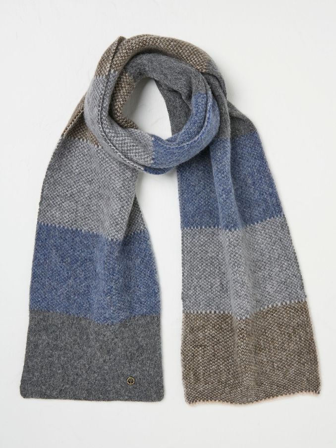 Grey Lambswool Colourblock Scarf (AL1204) | £34