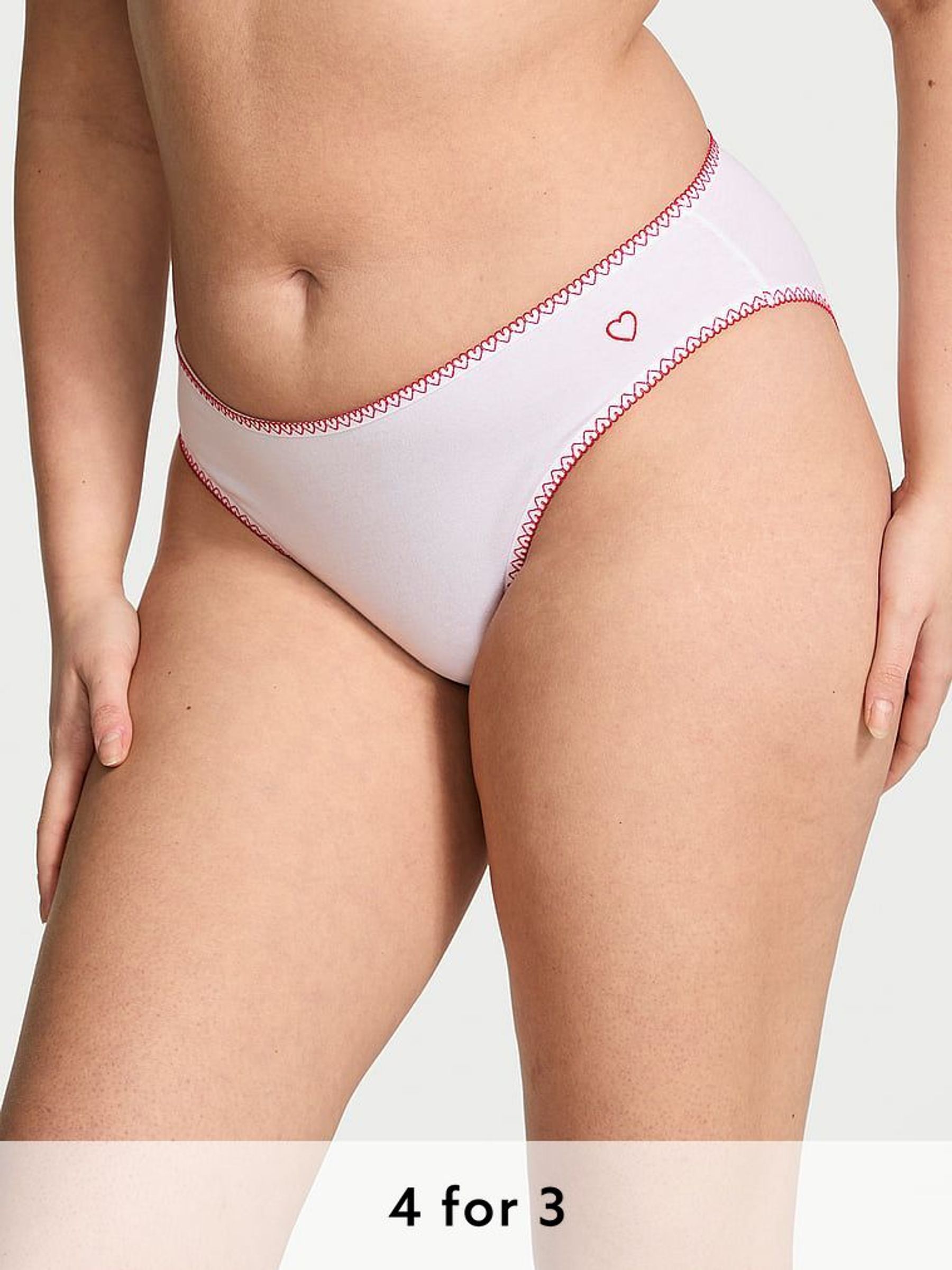 White Lace Waist Heart Trim Bikini Knickers (AL1294) | £9
