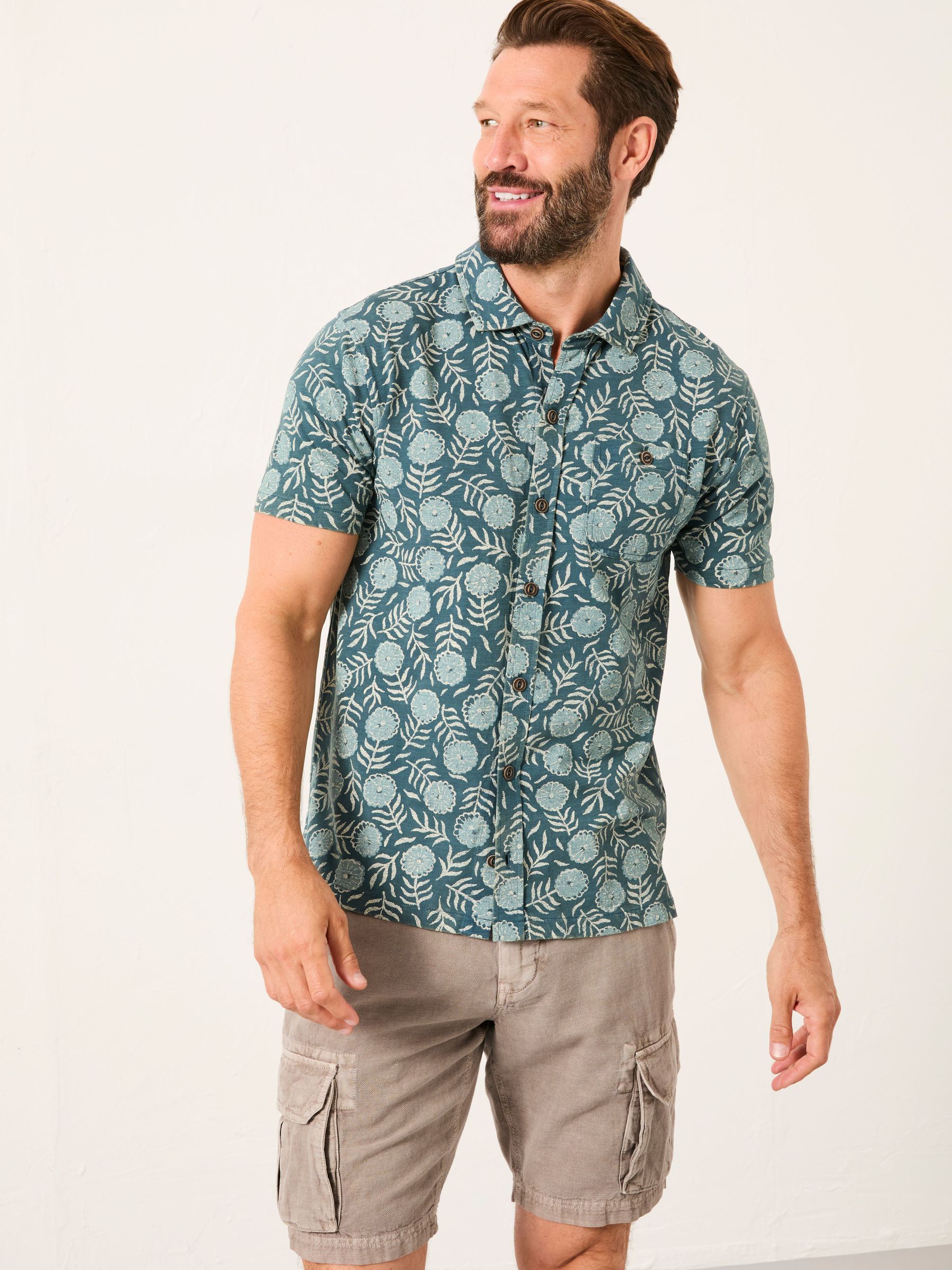 Truro Green Floral Short Sleeve Jersey Shirt (AL1728) | £38