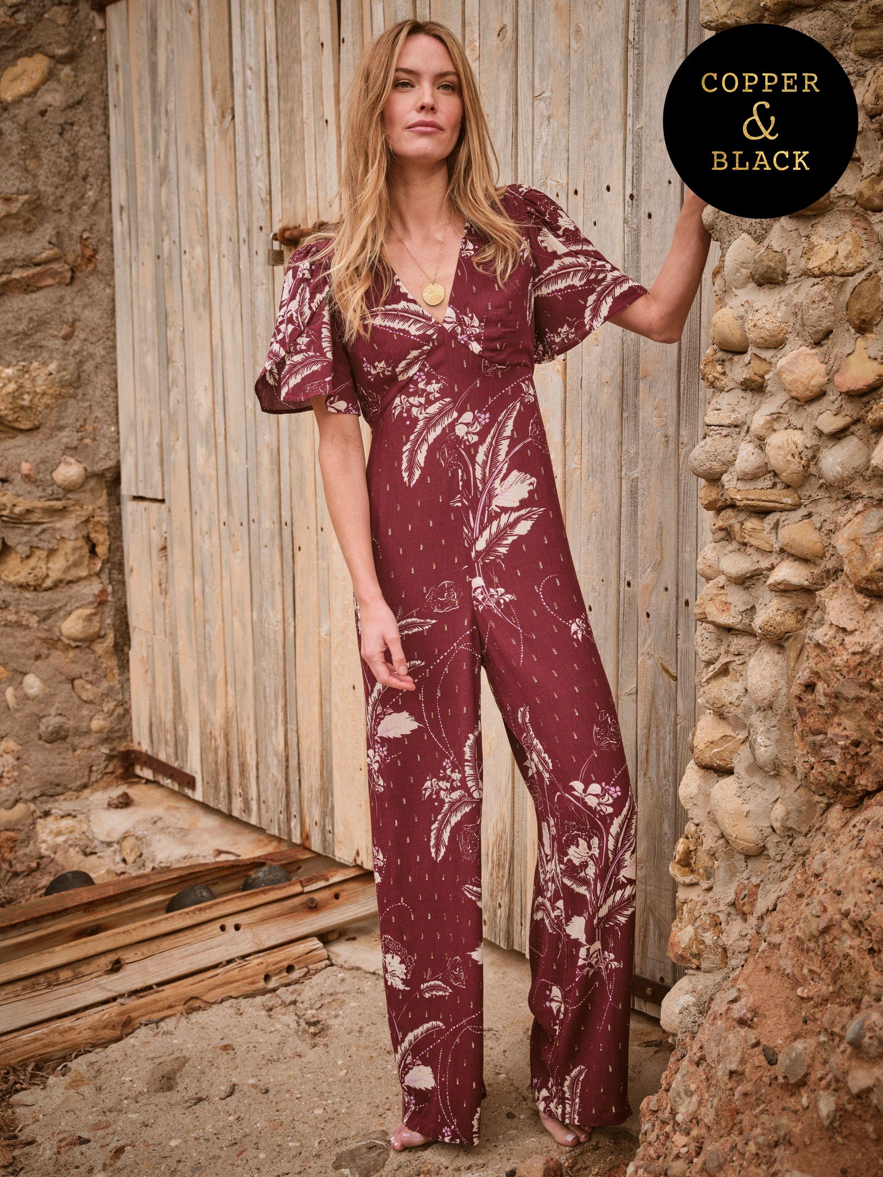 Azalea Claret Floral Print Jumpsuit (AL1853) | £89