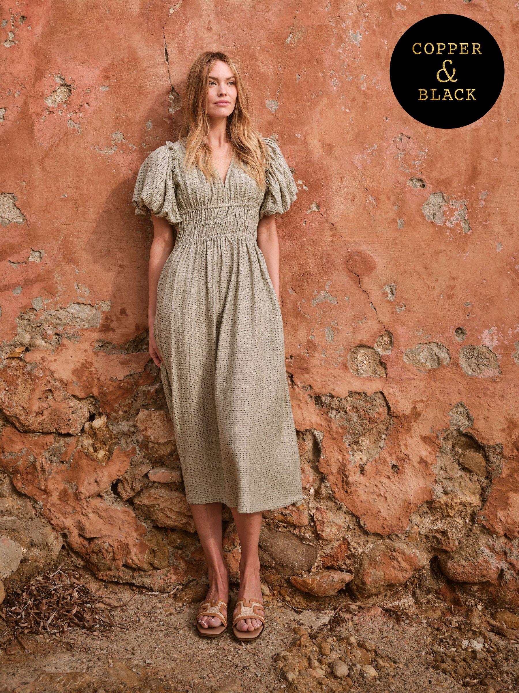 Tabitha Sage Green Textured Dress (AL1854) | £89