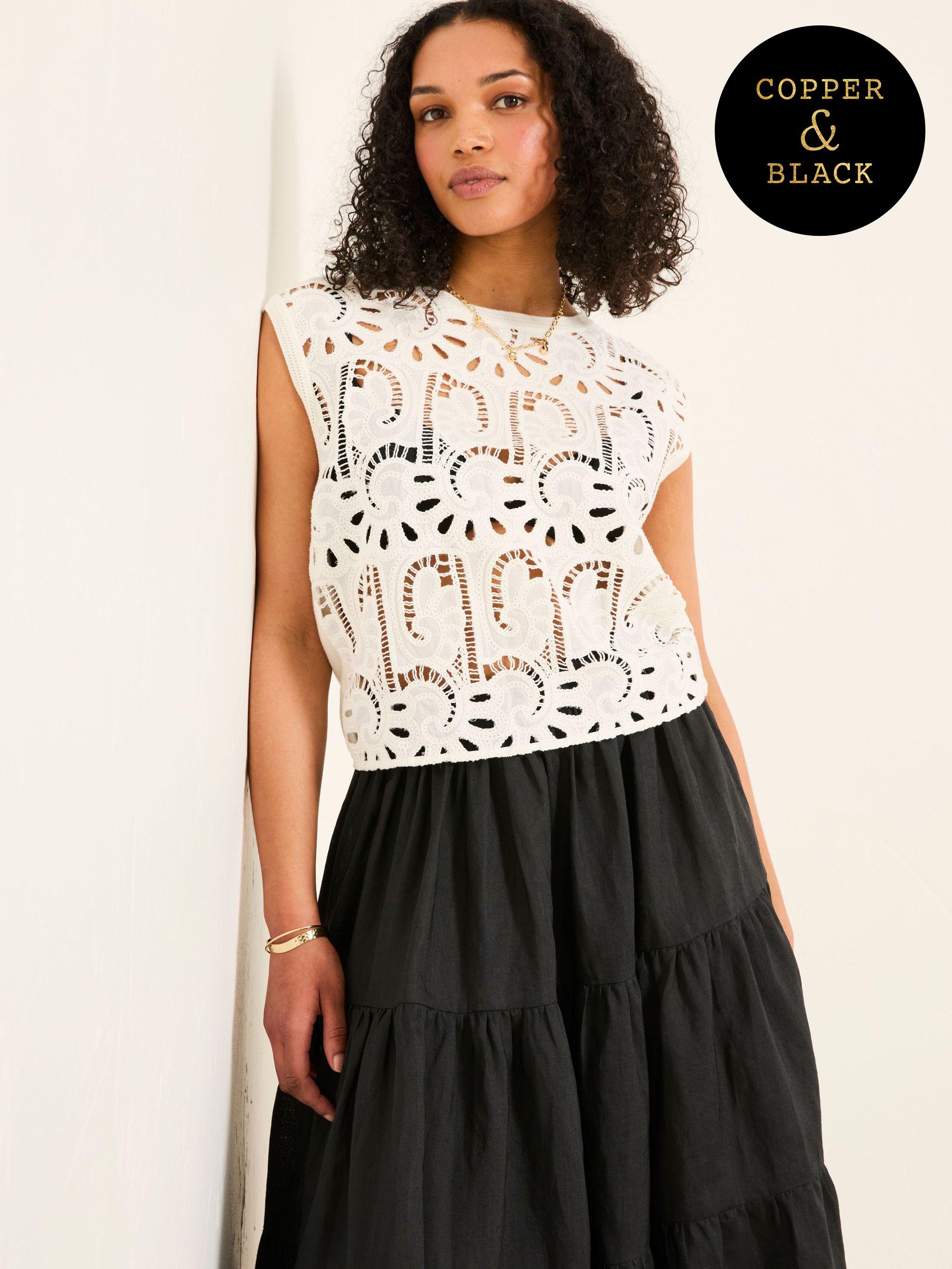 Clover Ivory Crochet Top (AL1863) | £65