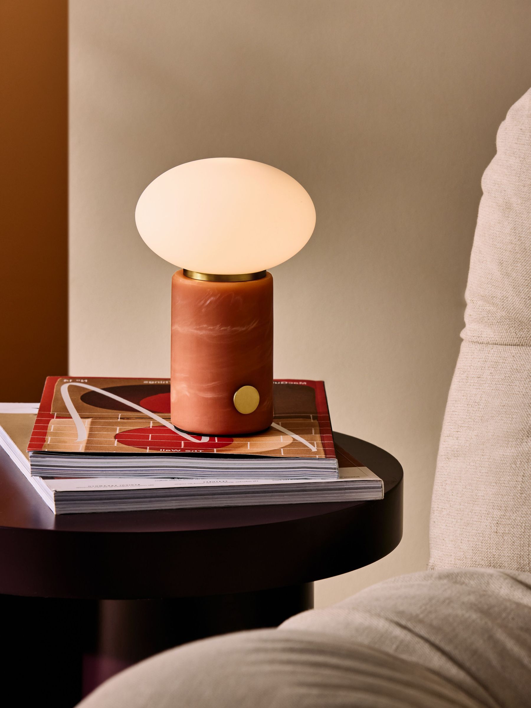 Mirissa Terazzo USB Wireless Table Lamp in Coral Red (AL6259) | £65