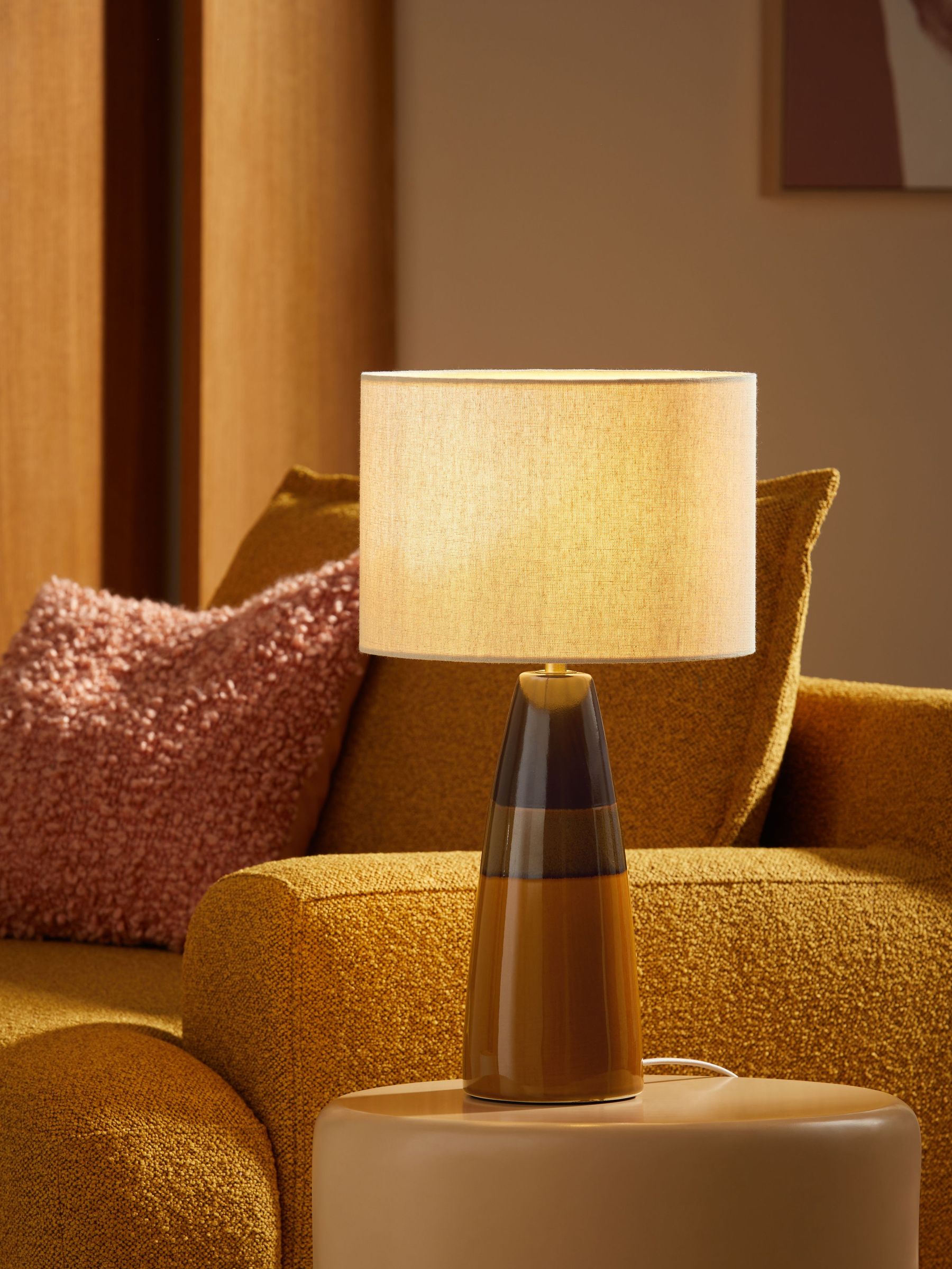 Vince Ceramic Table Lamp in Brown Glaze (AL6264) | £79