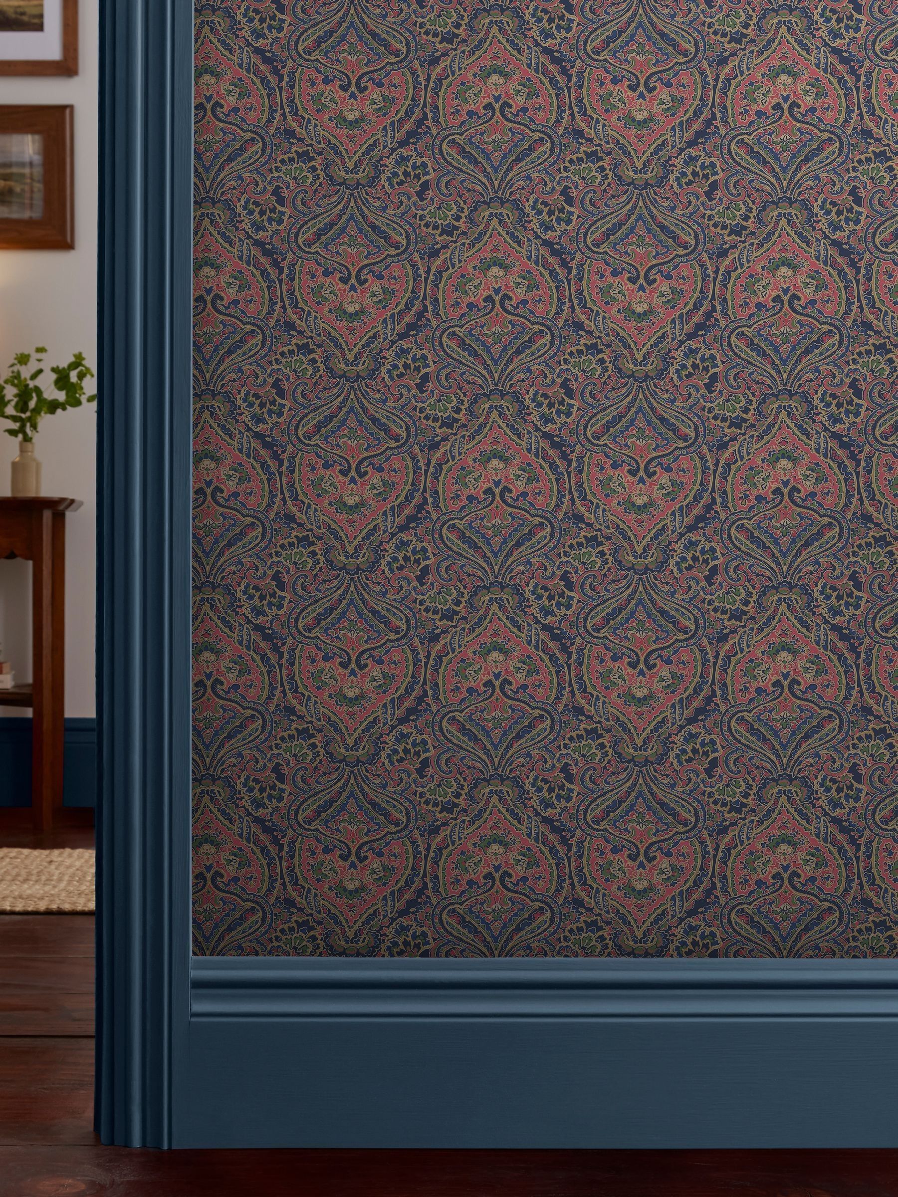 Navy/Multi Opulent Paisley Print 10M Wallpaper (AL7082) | £48
